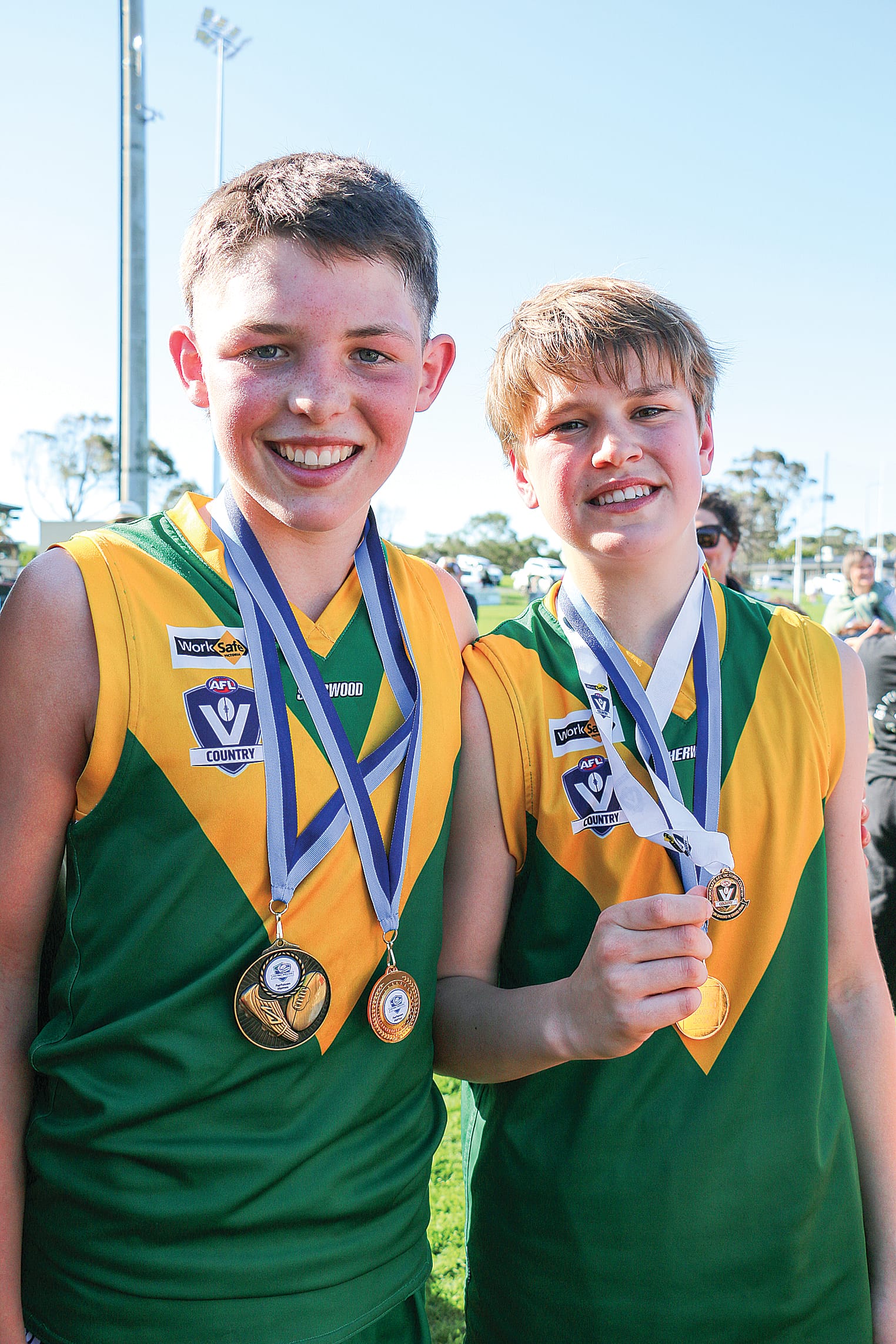 From Leongatha, Southern Gippsland Junior Football Competition best on ground Louis Read and AFL Vic Country best on ground Harry Whelan.