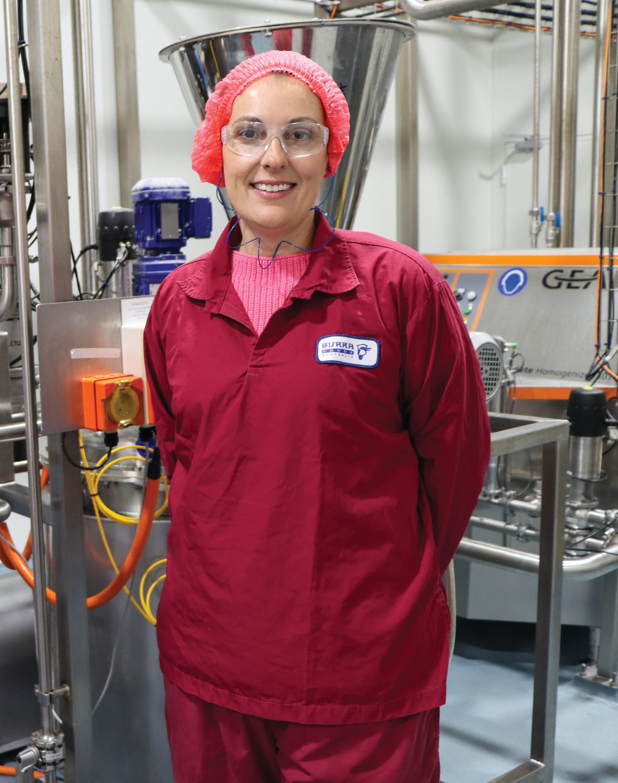 Burra Foods marketing manager Lauren Hamilton in the cream cheese production plant. A02_2523