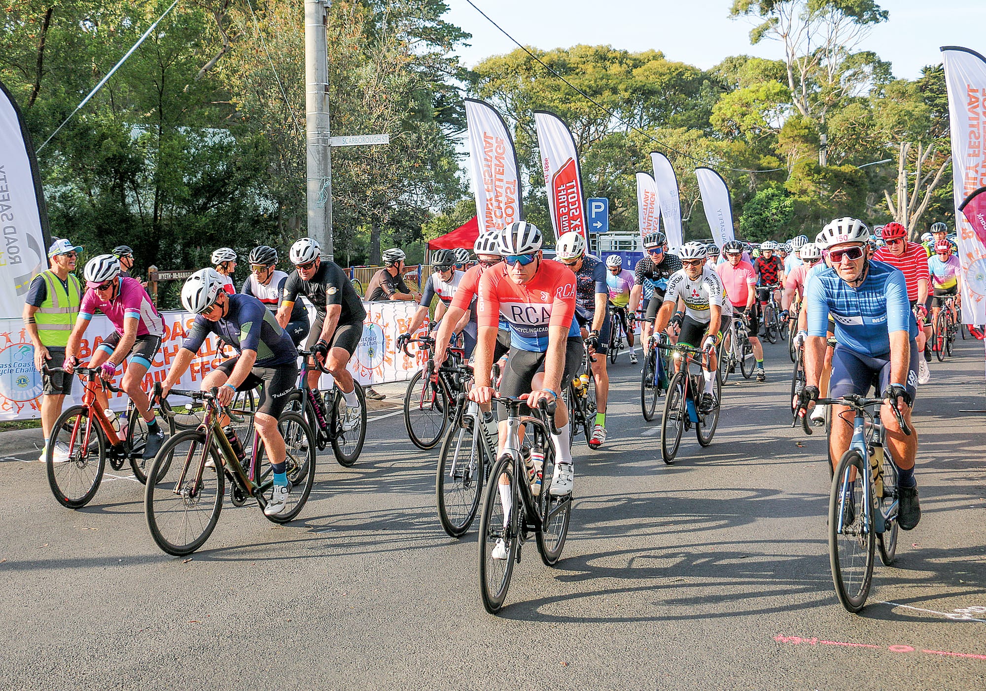 The start of the Bass Coast Cycle Challenge’s 121-kilometre ride.