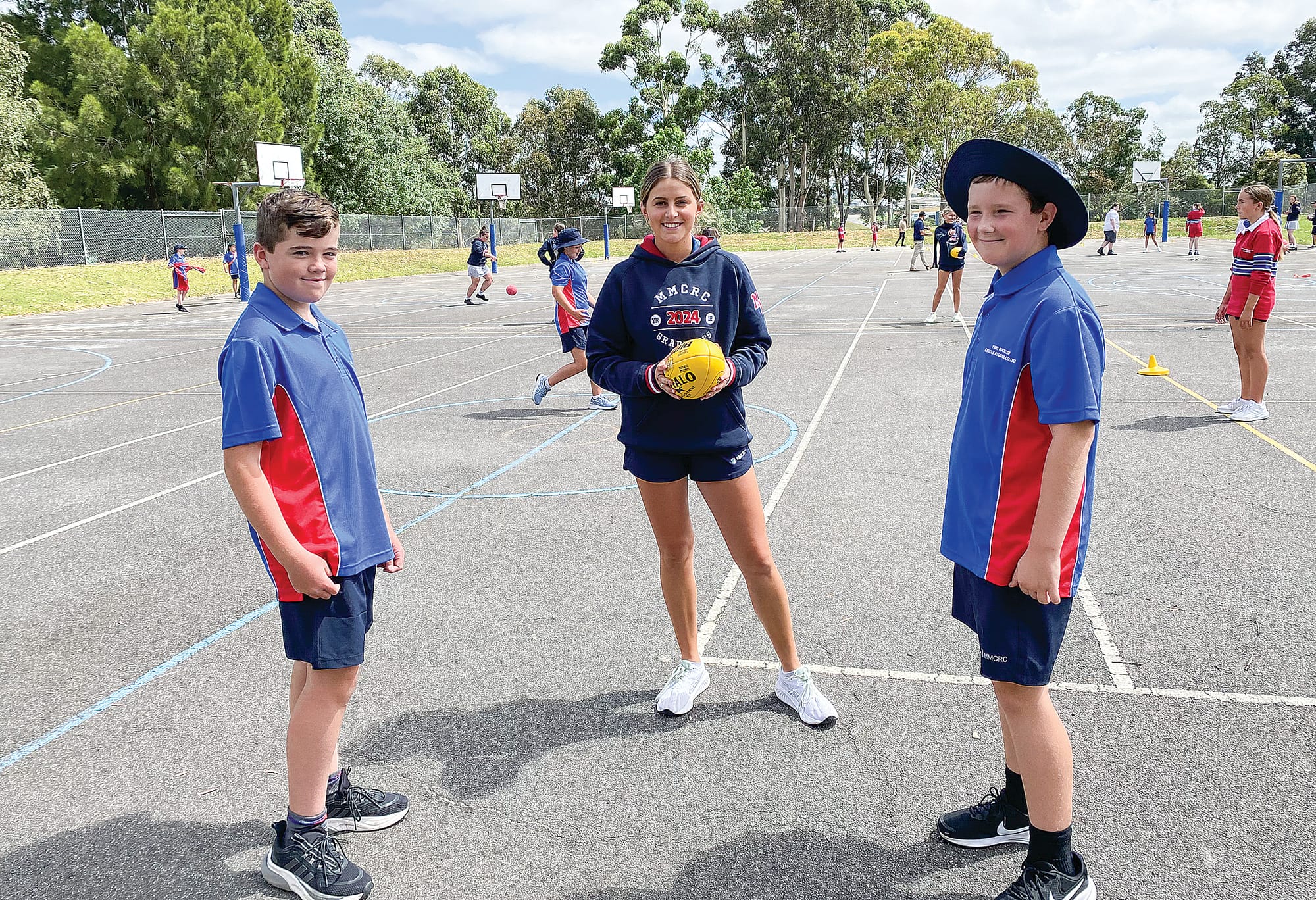 Explore the possibilities at Mary MacKillop through their open mornings. Year 12 leader Sophie with Year 7’s Hamish and Xavier during the Year 7 Success Day.