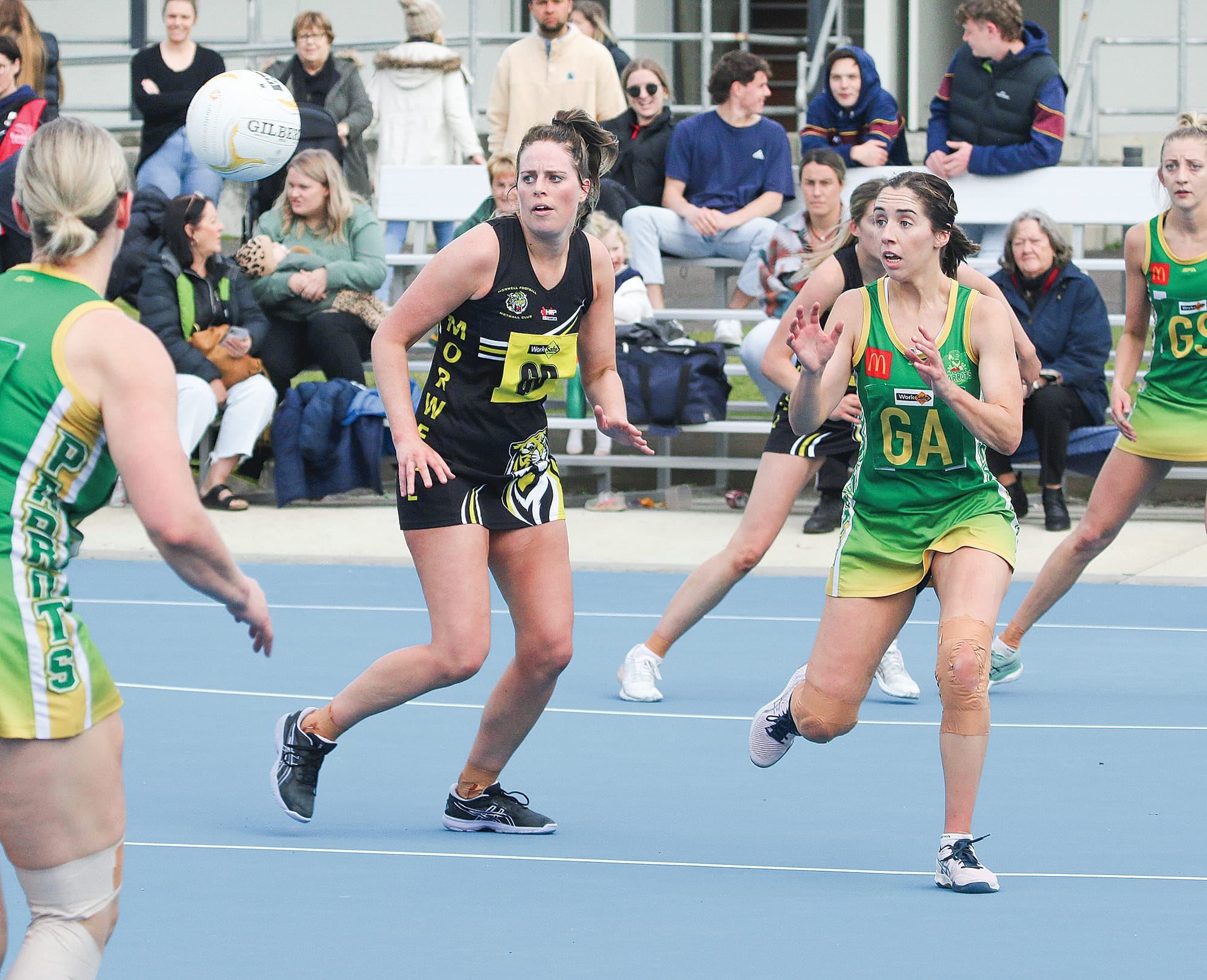 Leongatha goal attack Hannah Flanders worked hard up and down the court against strong opposition in the A Grade semi-final at Moe on Saturday.