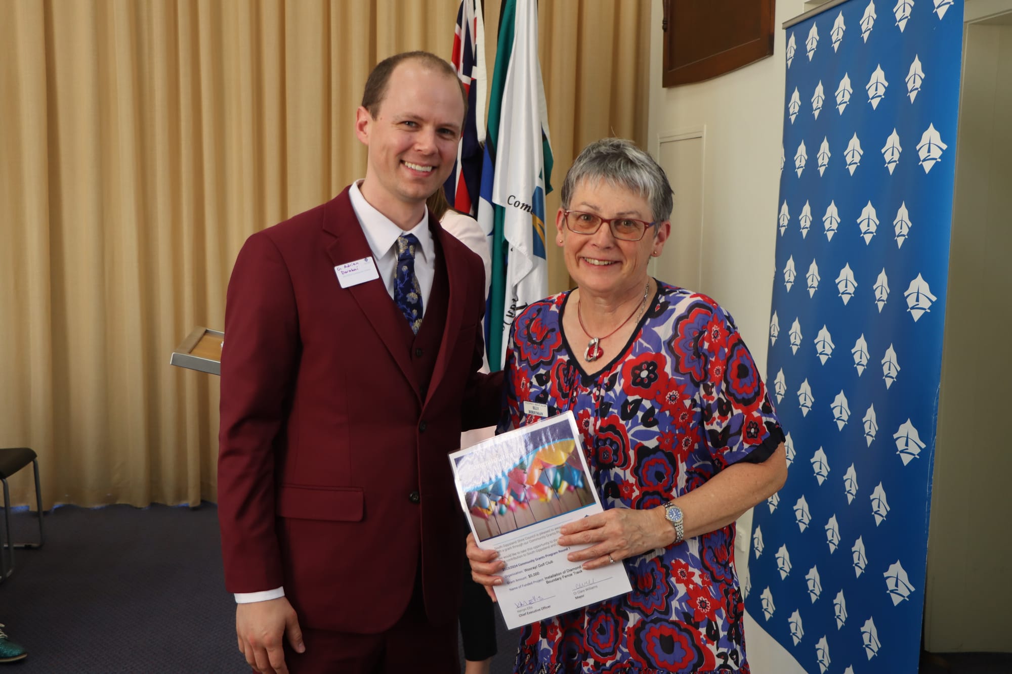 Elly Berryman from Woorayl Golf Club with Cr Adrian Darakai