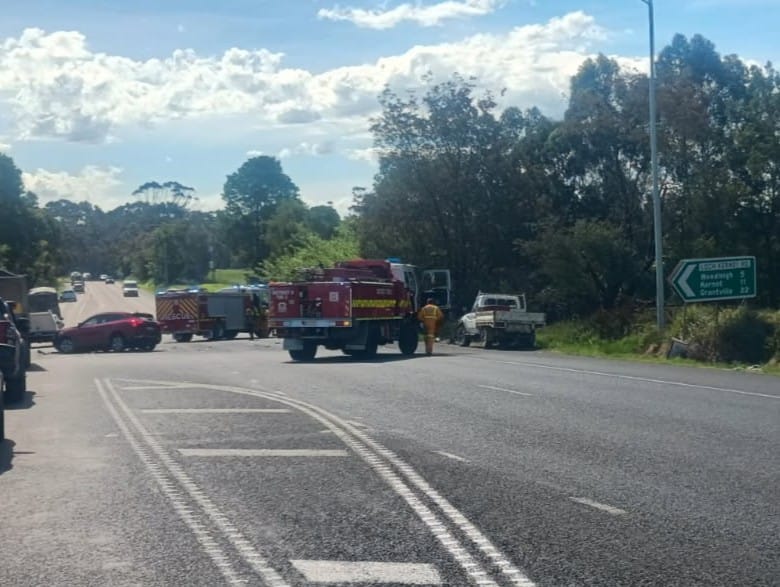 South GIppsland Highway is closed as emergency service crews attend to an incident at the intersection of Loch-Kernot Road. 
