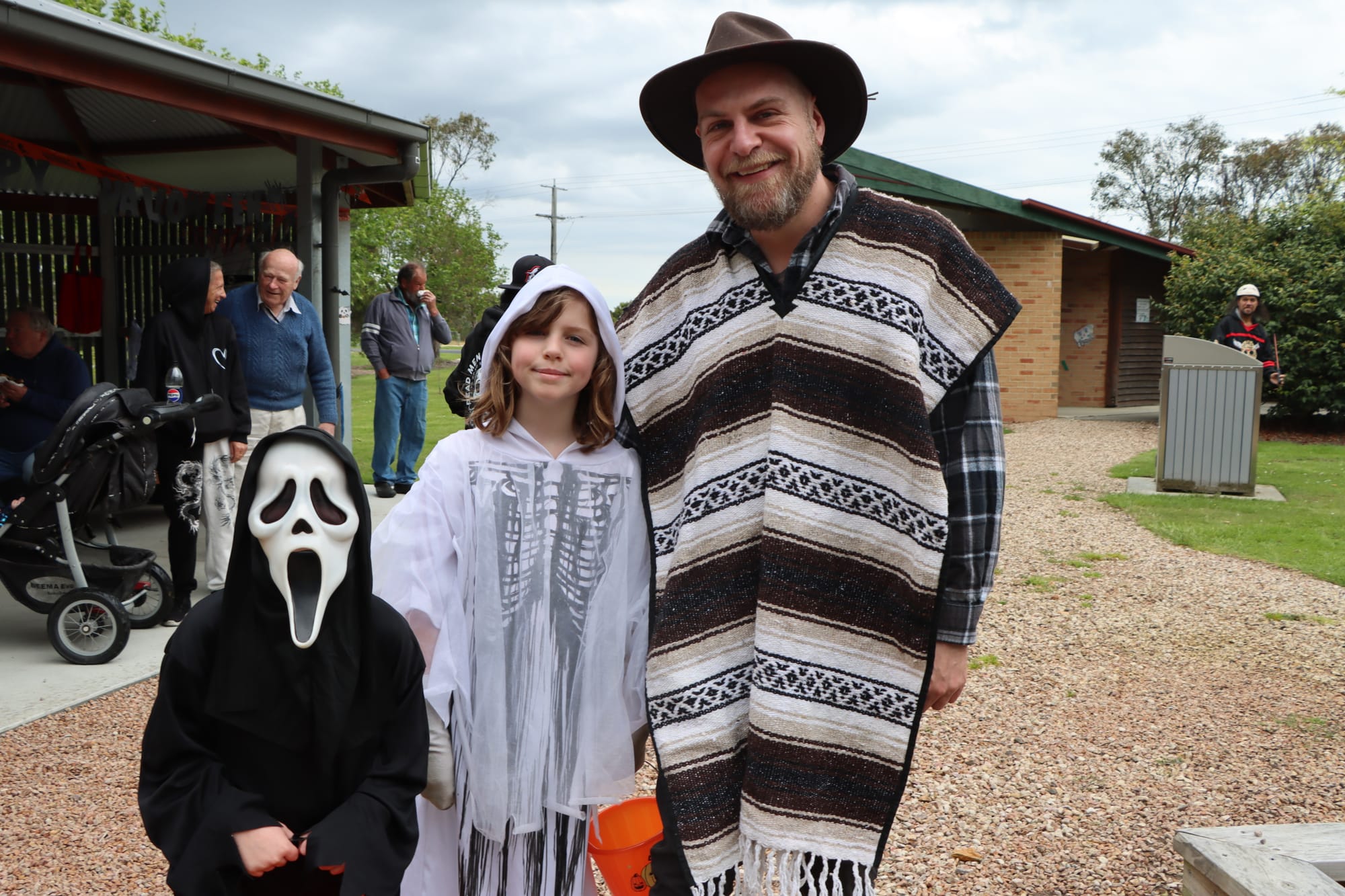 Giacomo, Margot and Stephen Scoglia embrace Halloween in Welshpool.