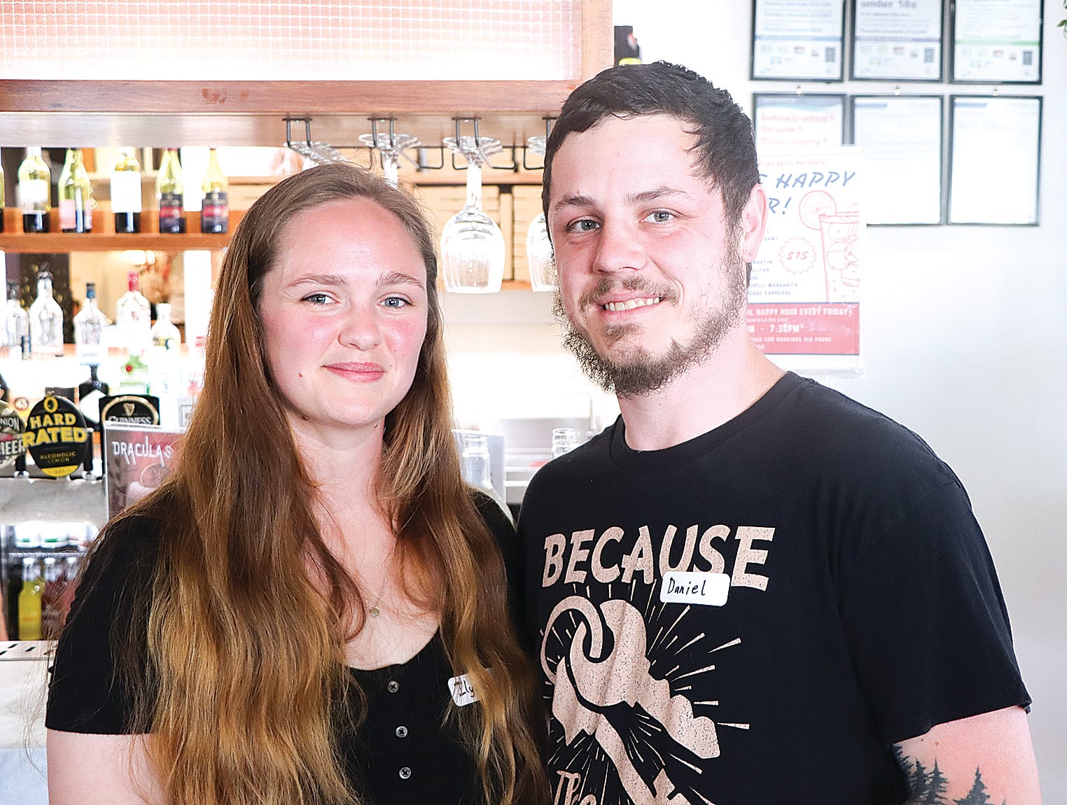 Ilyssia and Daniel Mochrie of Safe & Sound Locksmiths in Leongatha enjoy the Leongatha Business Association Christmas networking evening at McCartin’s Hotel. A12_4725