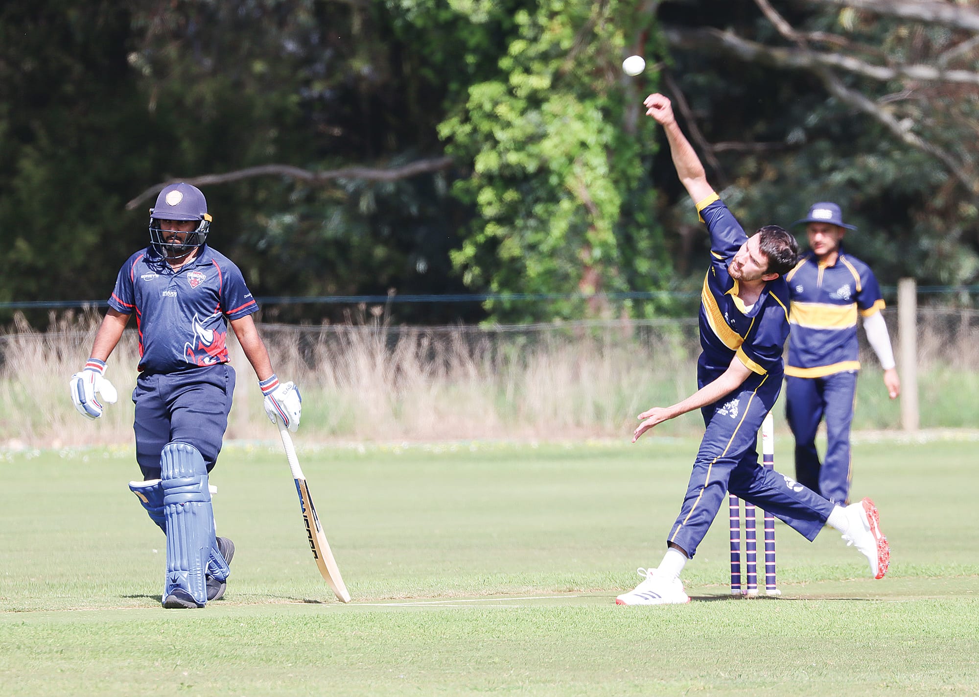 Josh Thomas sends one down for Koonwarra Leongatha RSL, taking 0/25 off his four overs. A44_4225