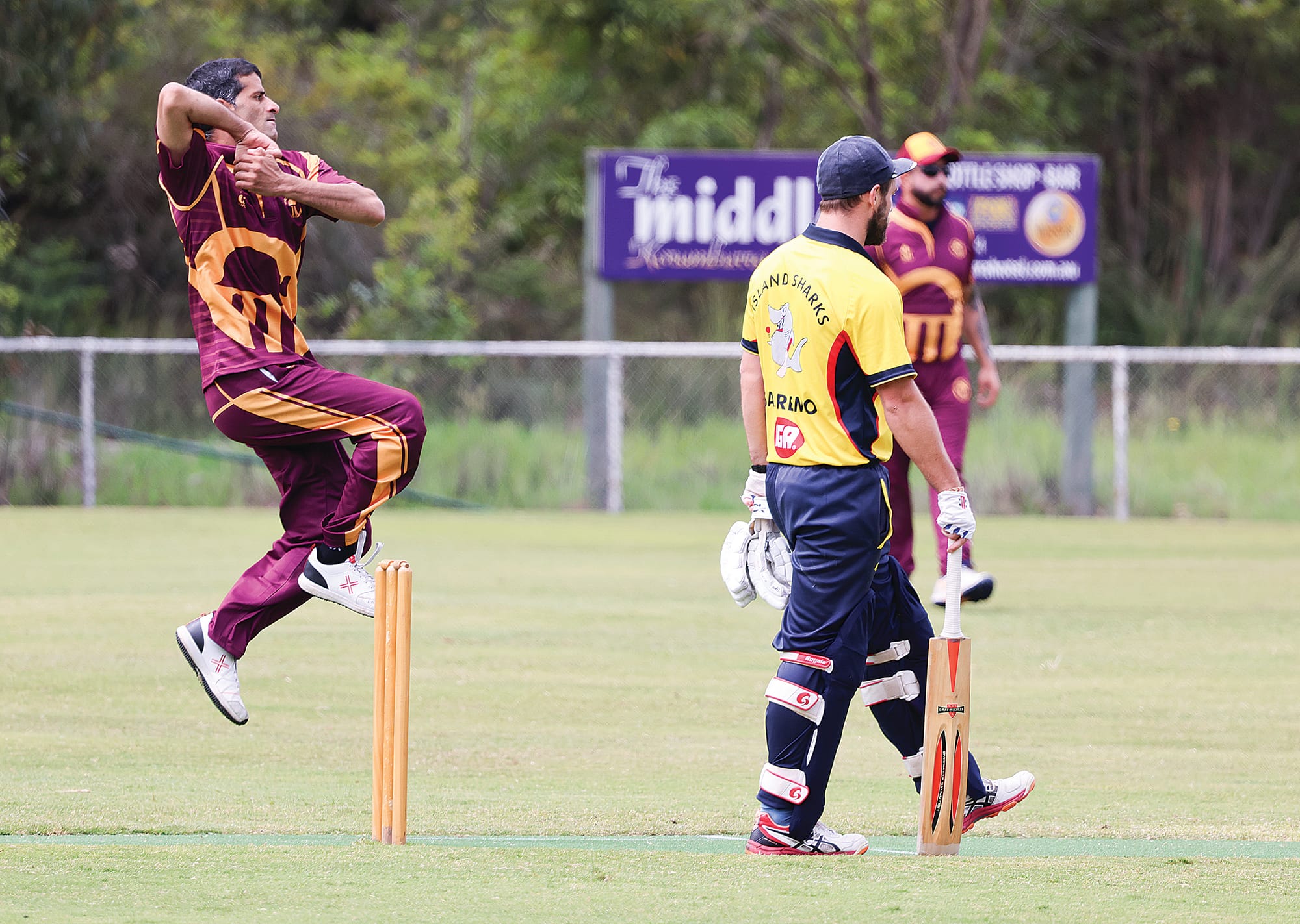 Impressive spin bowling from OMK’s Vishar Sharmer against Phillip Island A1 at Outtrim Recreation Reserve. B93_4325