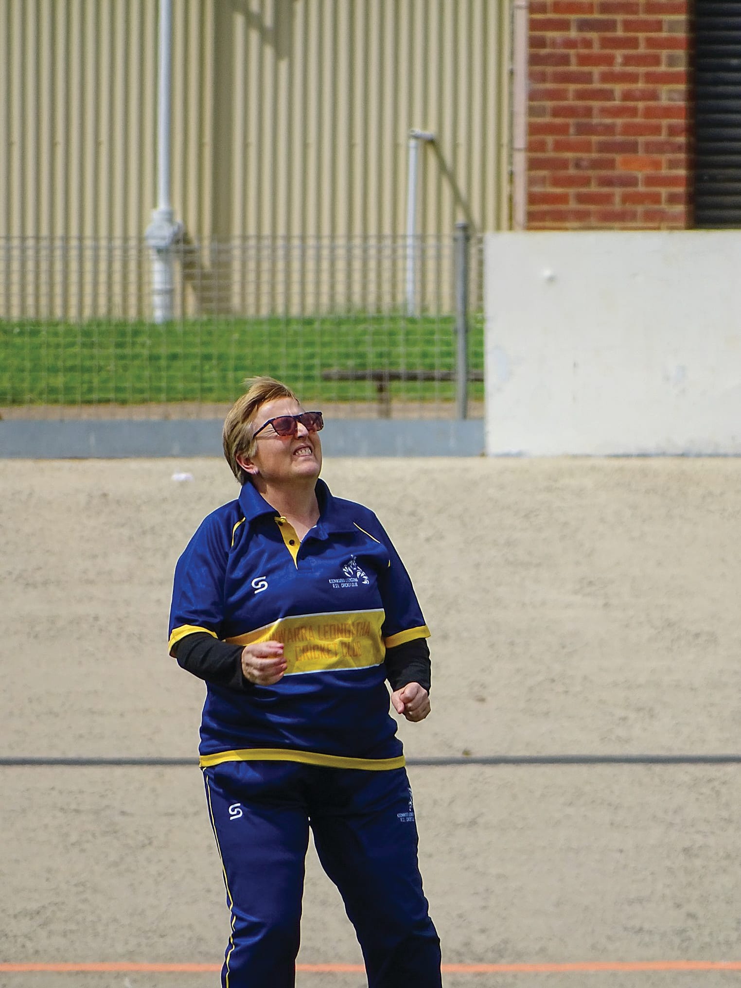 Darlene Jones awaiting the catch off her bowling during Koonwarra L/RSL’s women’s cricket match on Sunday. Photo: Jodie Arnup.
