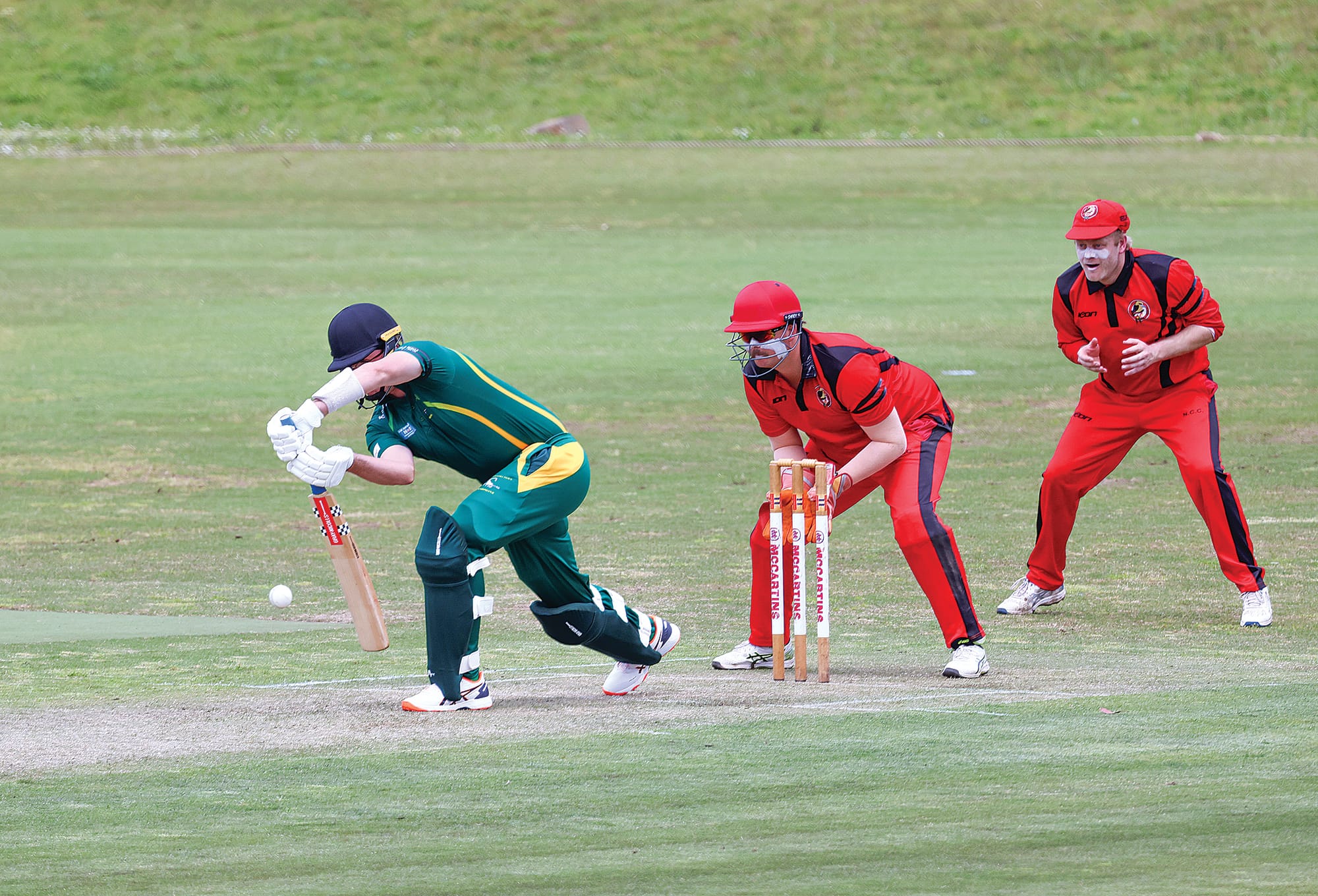 After the loss of early wickets Seb Kyle steadies for Leongatha Town. B49_4625