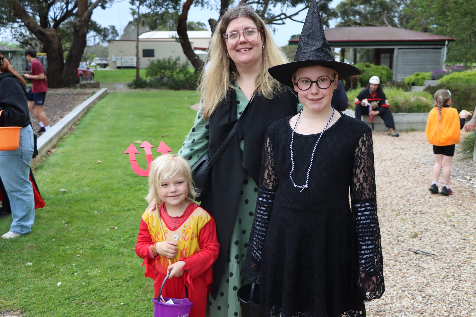 William, Amy and Amelia Van Kuyk of Foster enjoy the Halloween celebrations in Welshpool.