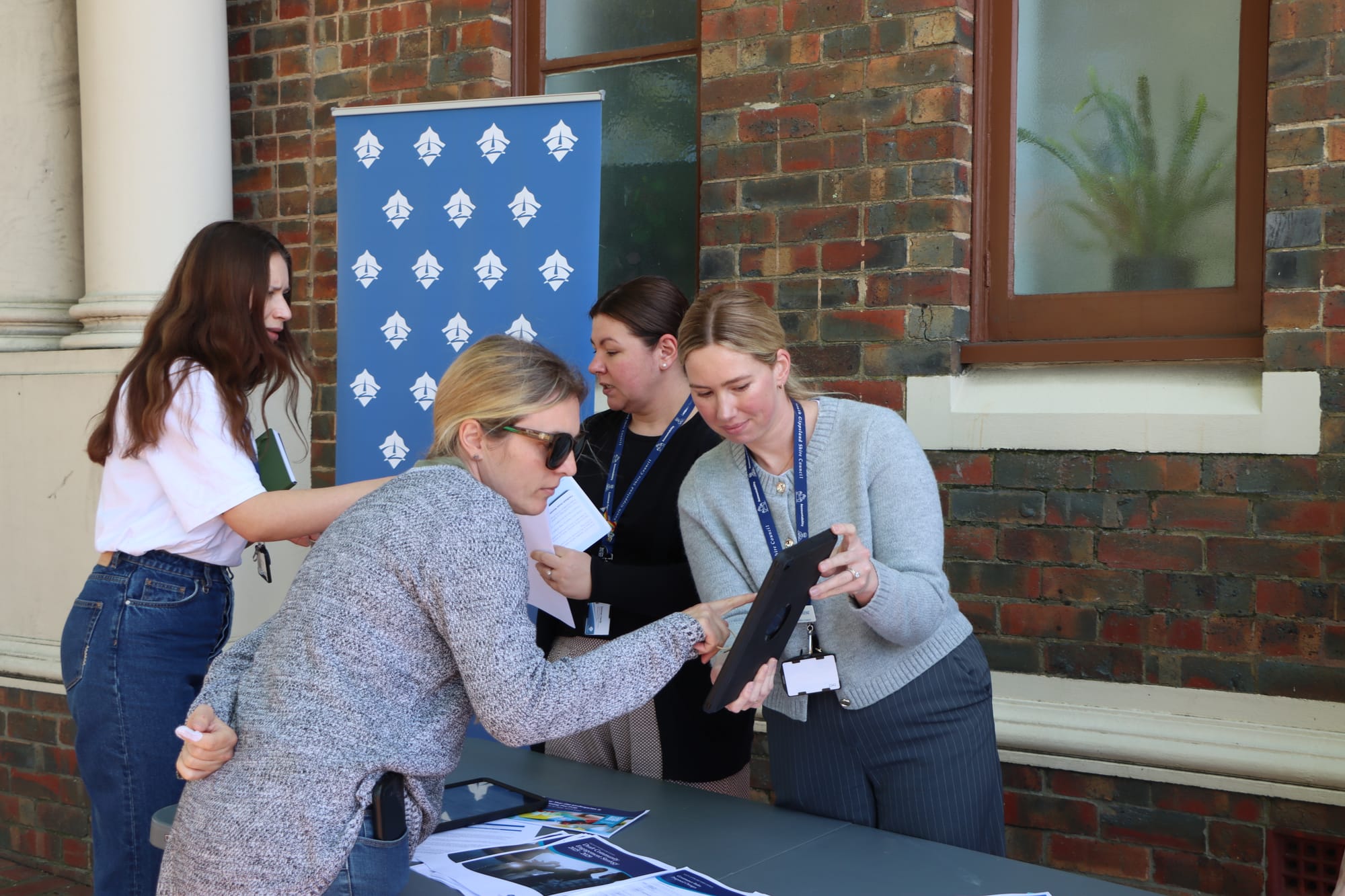 Koonwarra’s Rebecca Dowel chats to a member of the council team about the Draft Domestic Animal Management Plan.