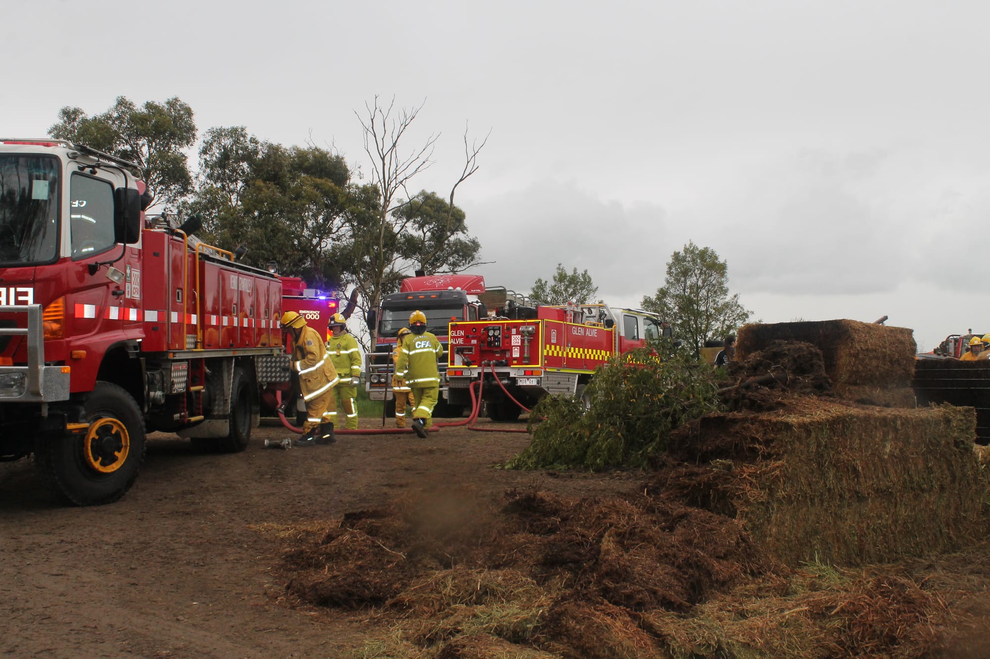 Hay spontaneously combusted on a dairy farm at Glen Alvie after being delivered from northern growers. B06_4825