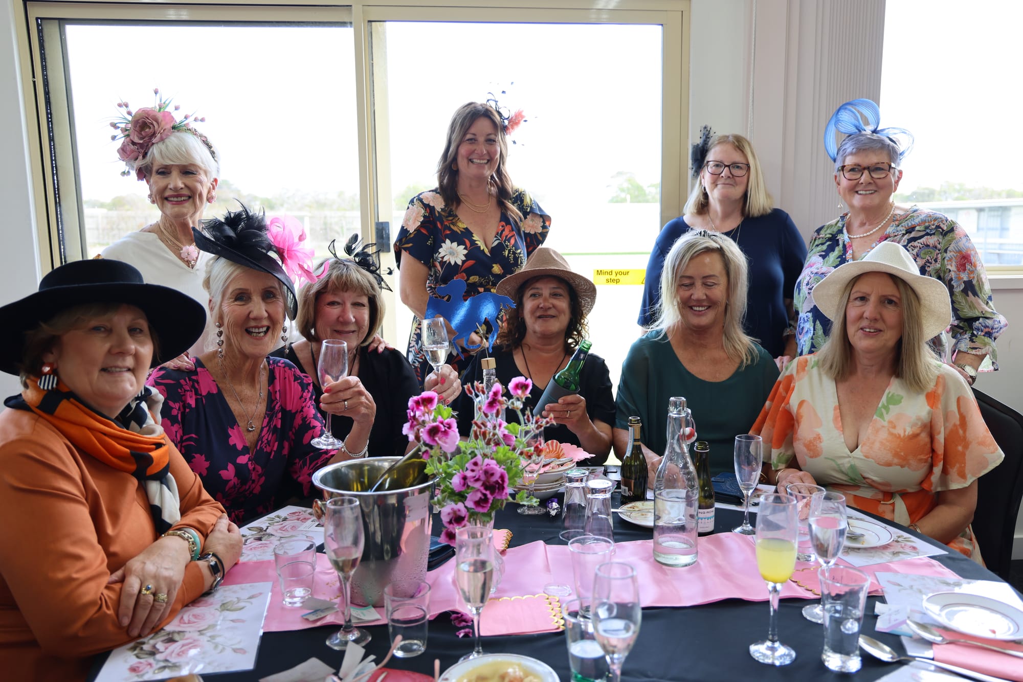 Sue, Donna, Kaz, Lyn, Karen, Chris, Lorraine, Josie, Lisa and Karyn at the San Remo Bowls Club for Oaks Day 2025. B21_4525