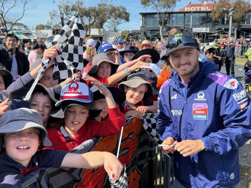Aussie GP hope Jack Miller signs autographs for the San Remo Primary School kids.