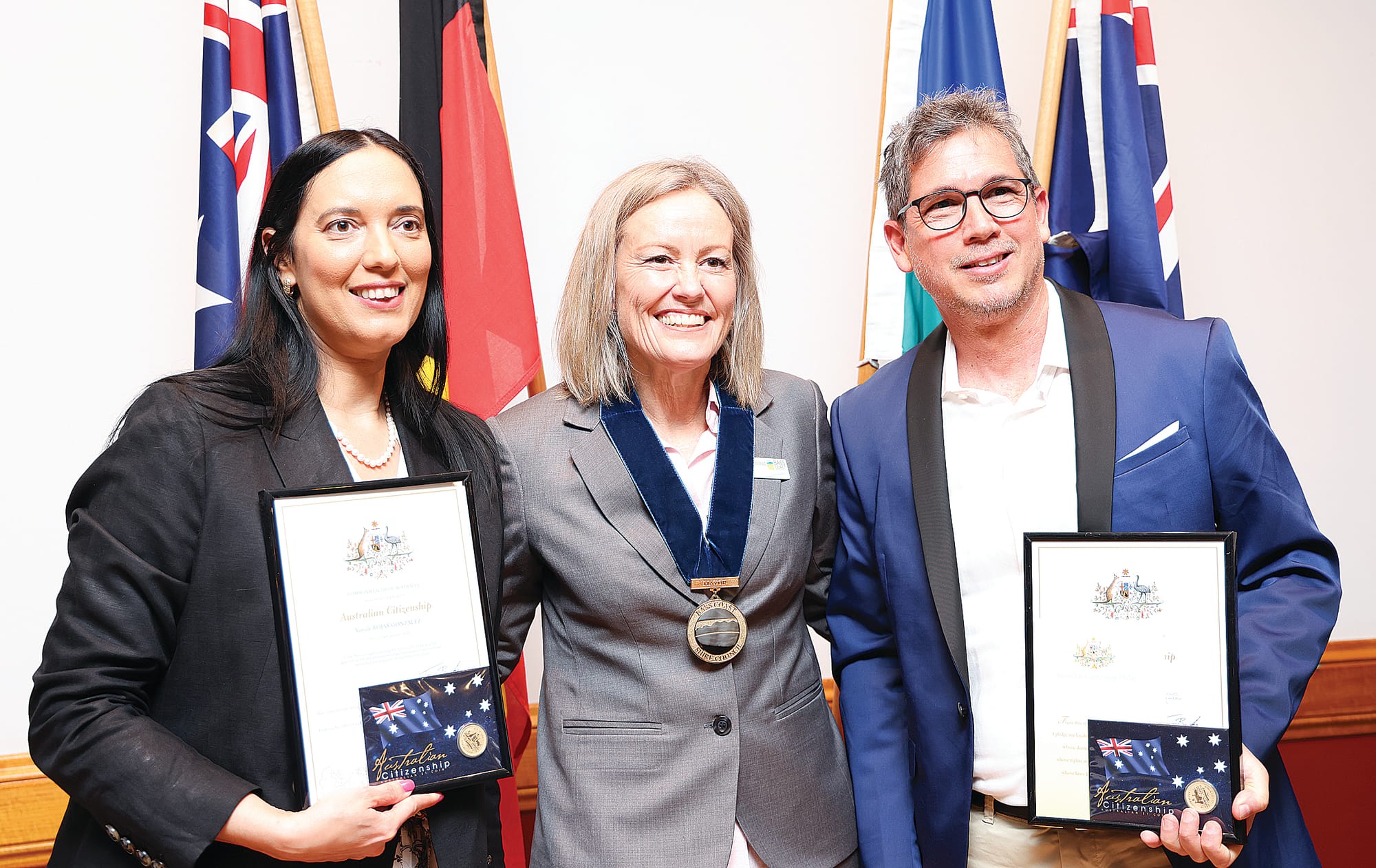 Yamile Gonzales celebrating her Australian citizenship with Bass Coast Mayor Cr Rochelle Halstead. B79_4325