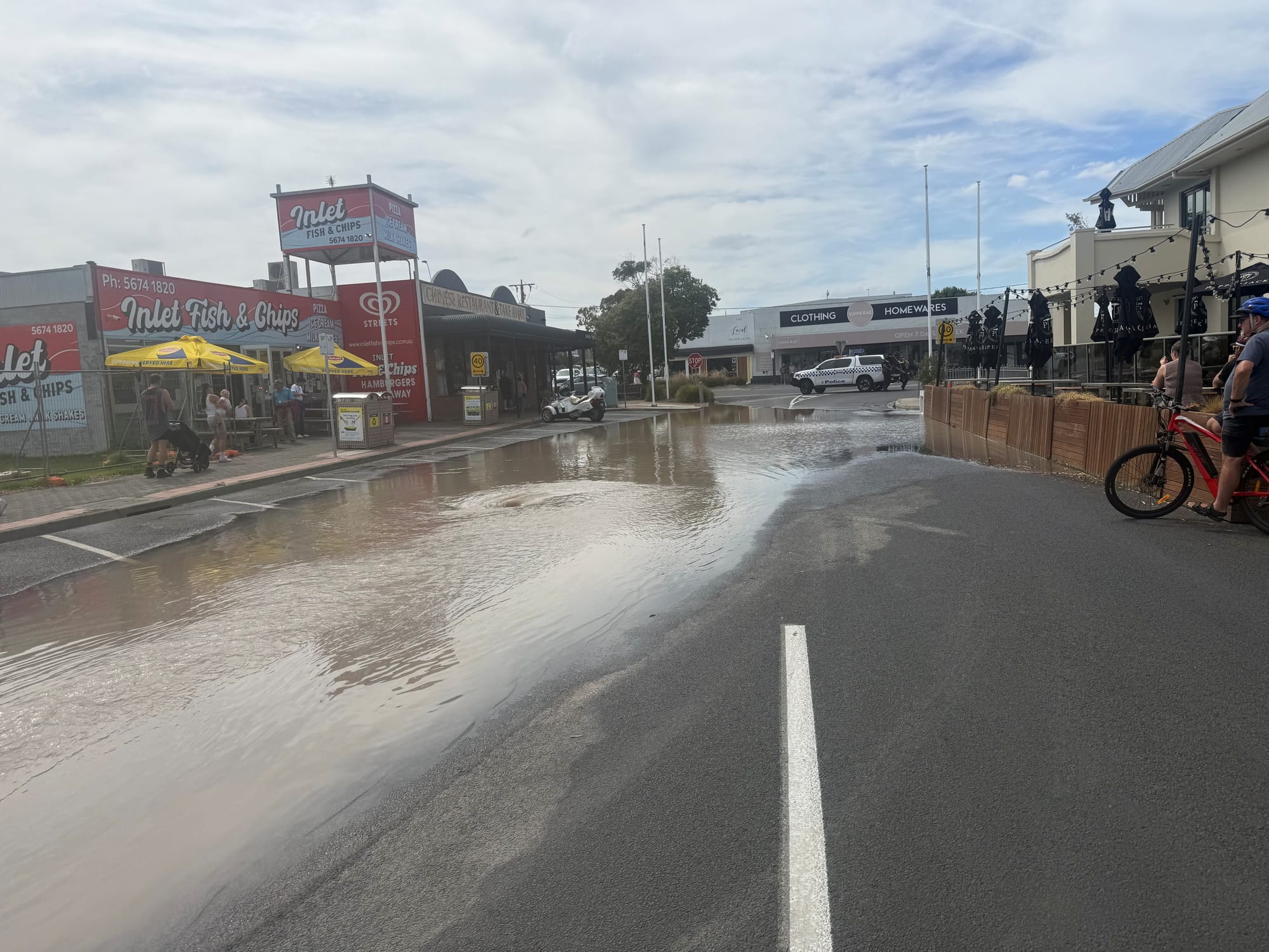 Mystery water main burst closes Inverloch main street