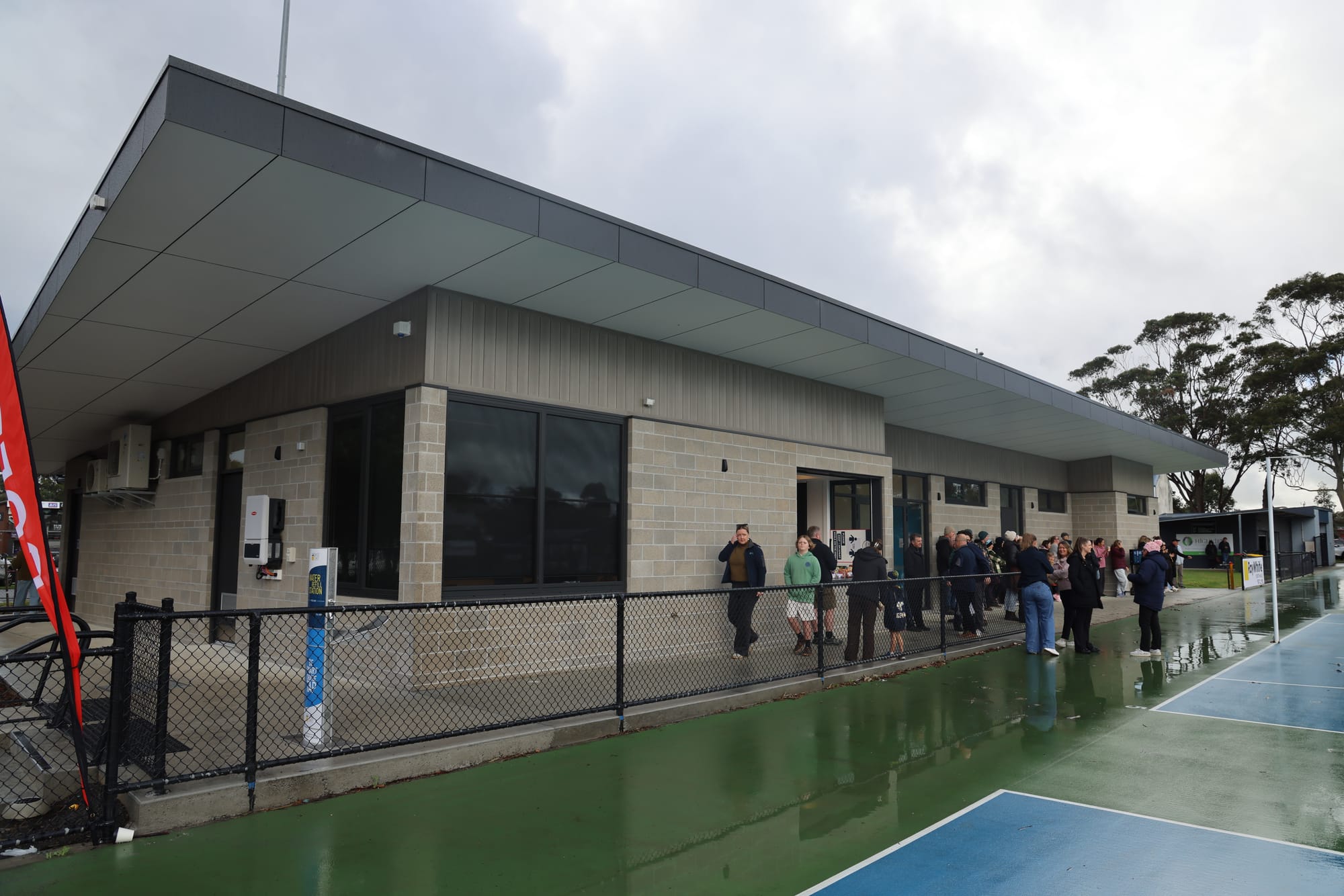 The new netball pavilion at Wonthaggi Recreation Reserve includes change rooms, umpire facilities, a canteen, multi-purpose space and undercover spectator viewing.