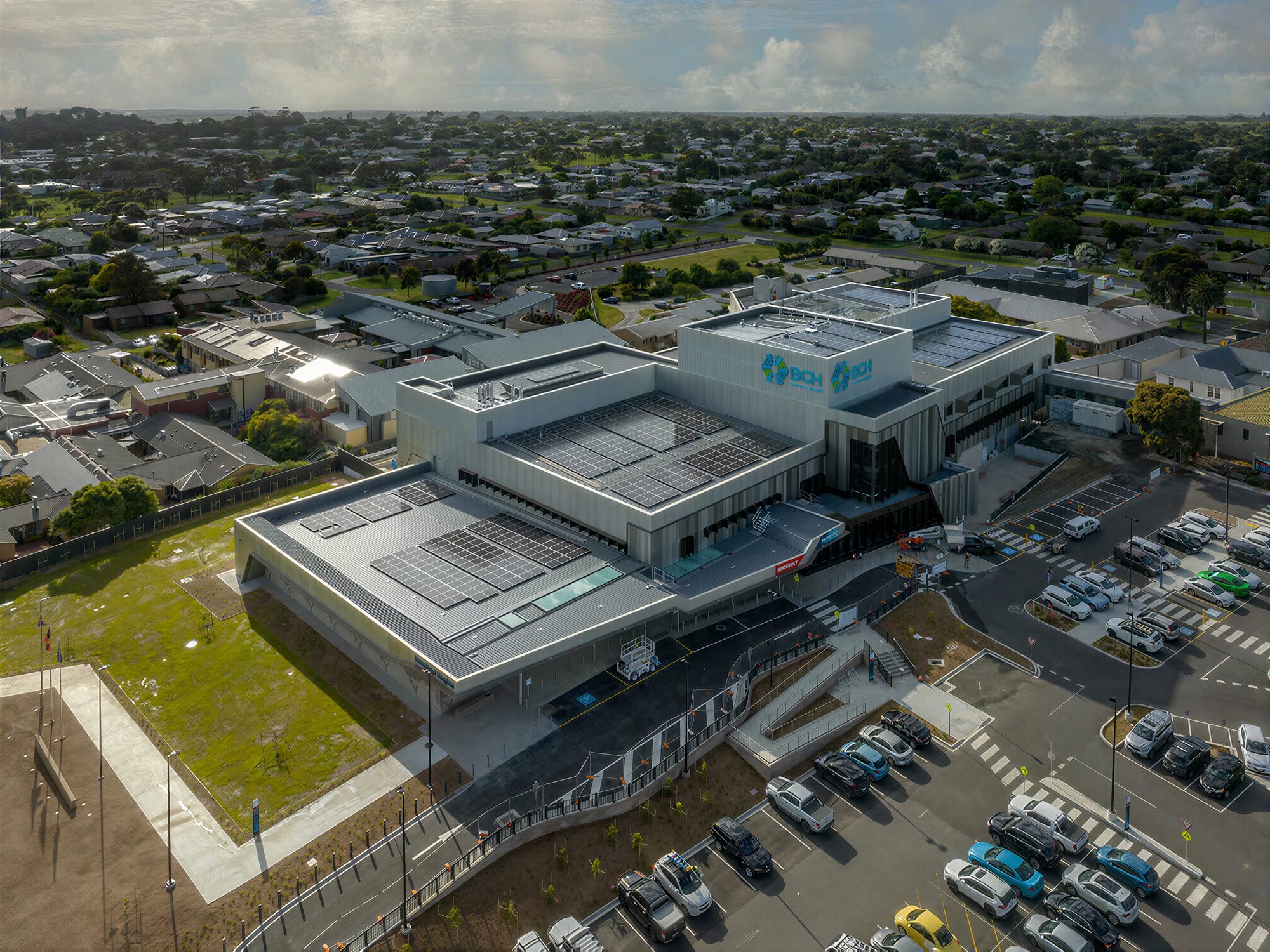 An aerial view of Wonthaggi Hospital where the $115 million stage one redevelopment delivered a new emergency department three operating theatres and a 32-bed inpatient ward.