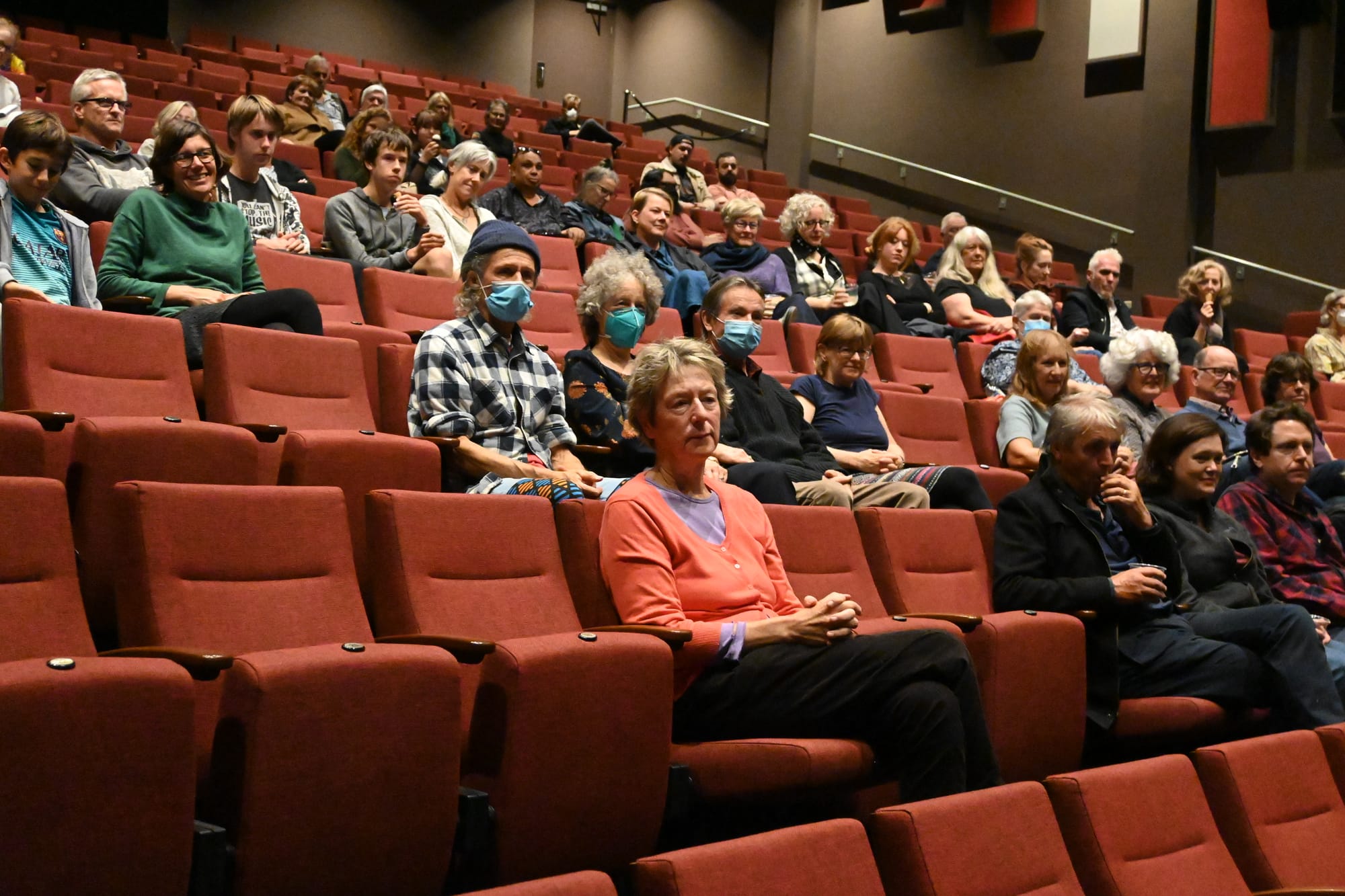 Viewers at one of the Bass Coast Shorts Film Festival screenings, enjoying a night of entertainment.