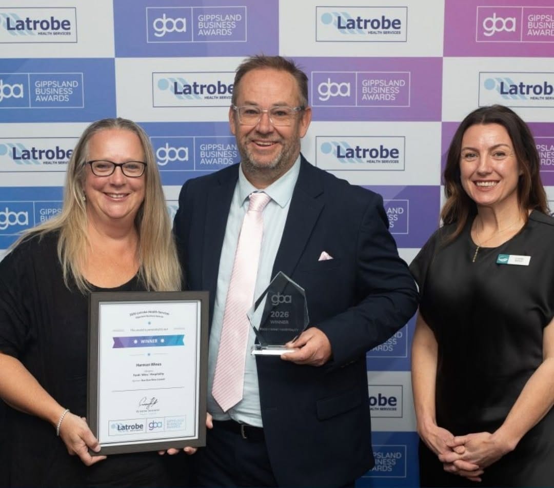 Nicole and David Harman with the Food, Wine and Hospitality award