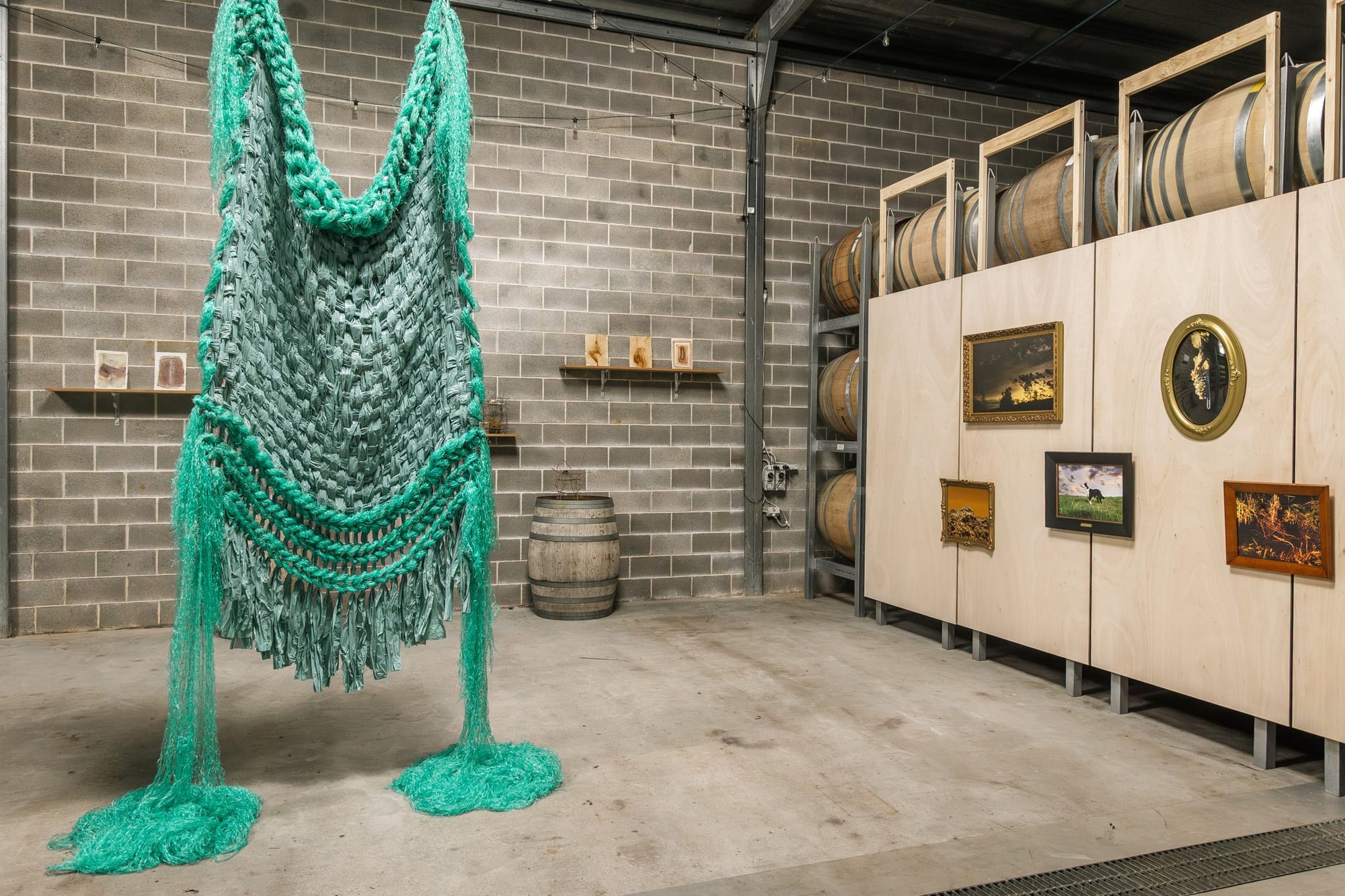 Woven silage wrap sculpture by Sarah Parkes