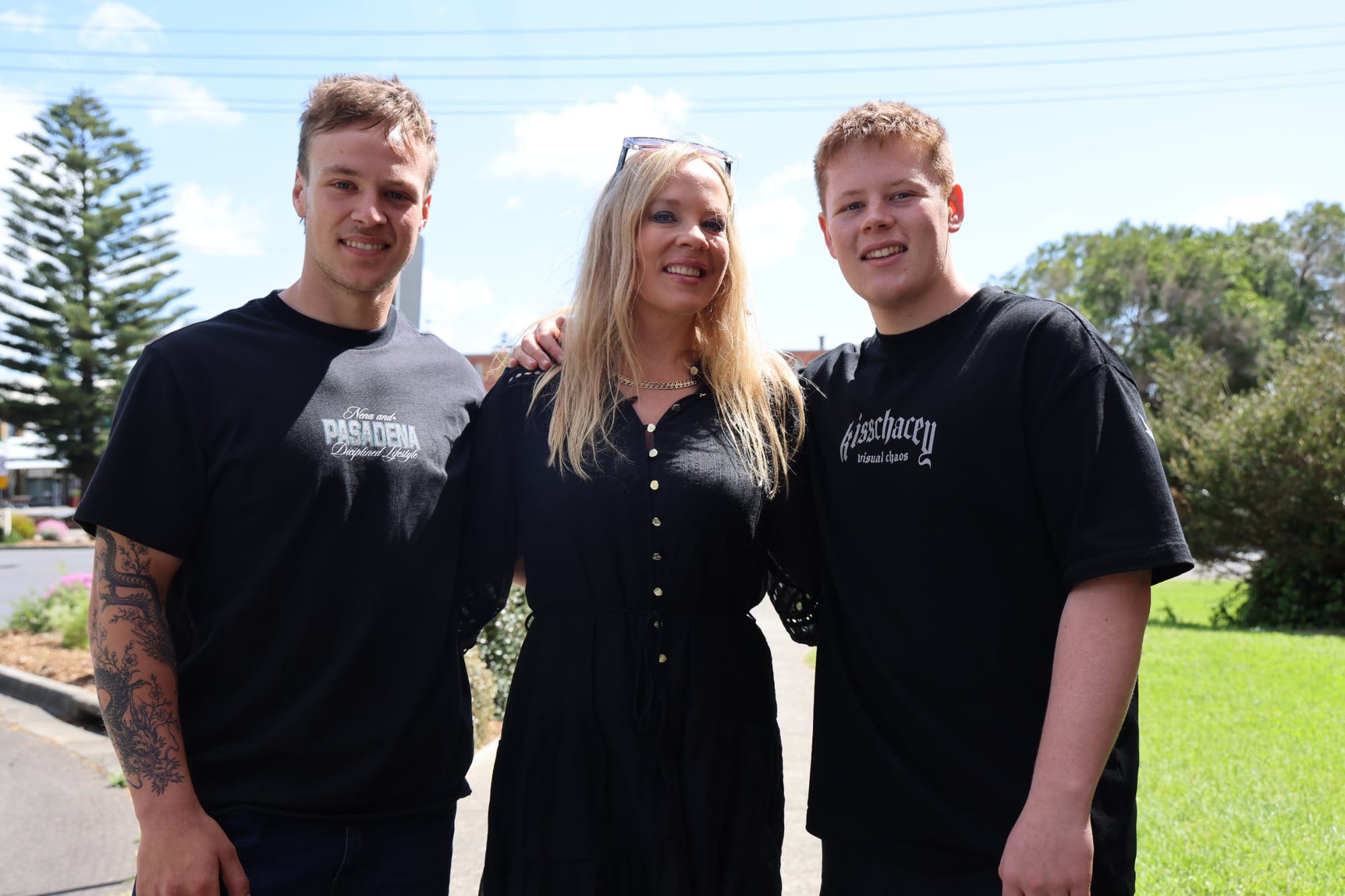 Katrina Lawrence with her sons Bailey and Riley
