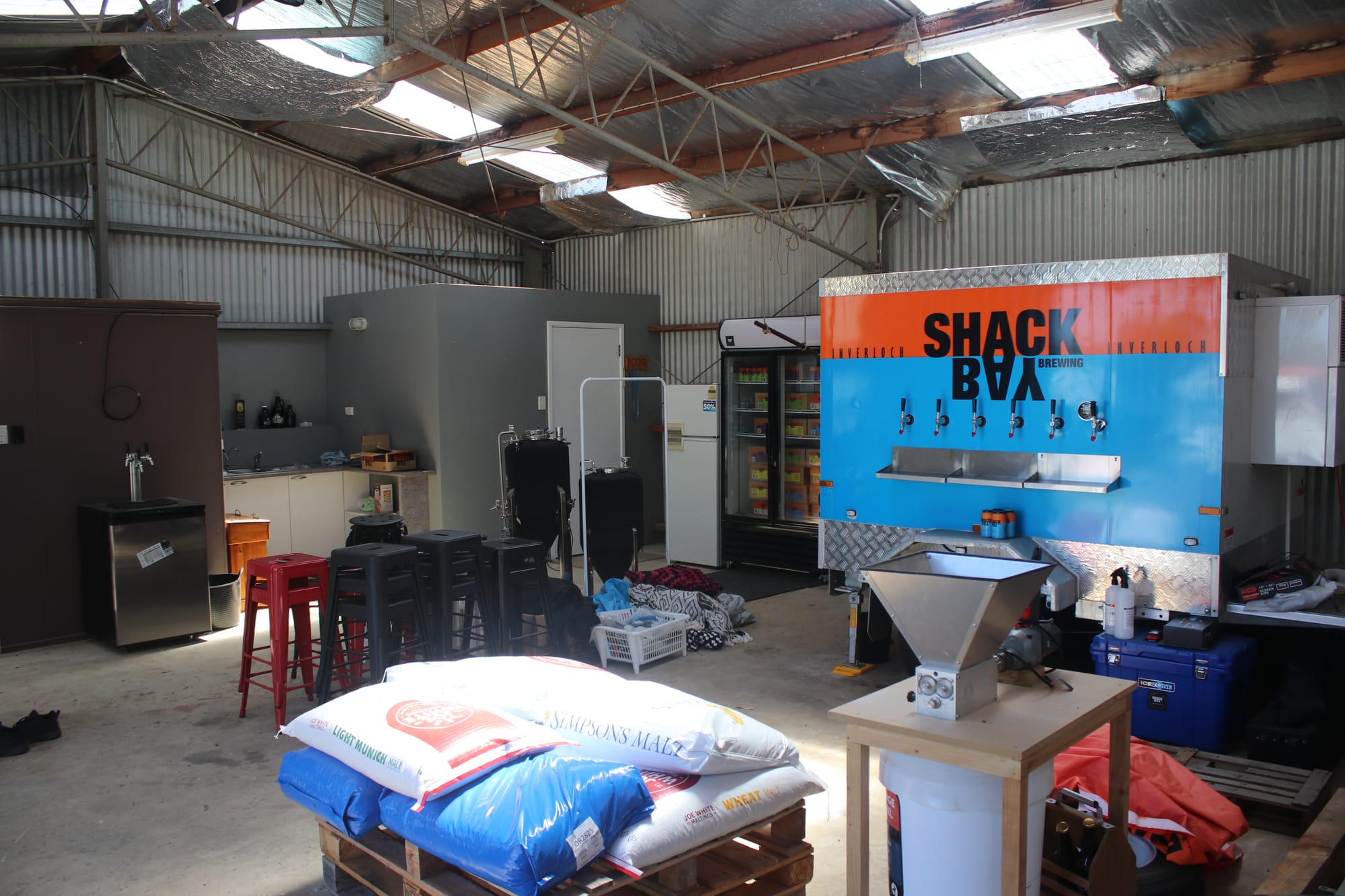 Inside the Dixon Street shed being transformed into Shack Bay Brewing’s brewery and taproom.