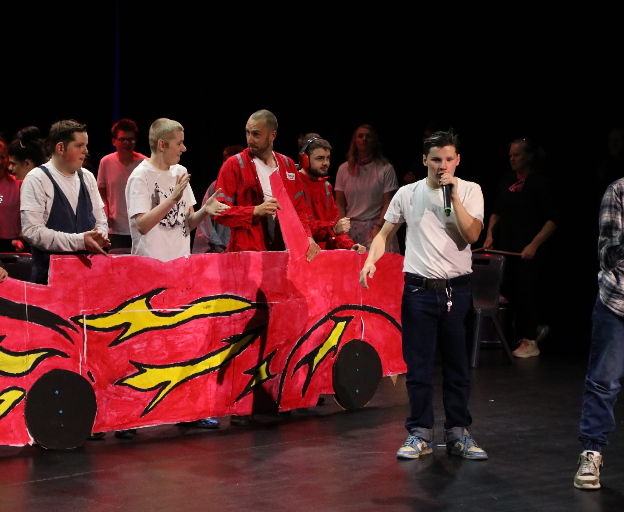 Bass Coast Specialist School students showed off the cardboard car they created for their performance of Greased Lightnin' during the school's Grease-inspired concert.