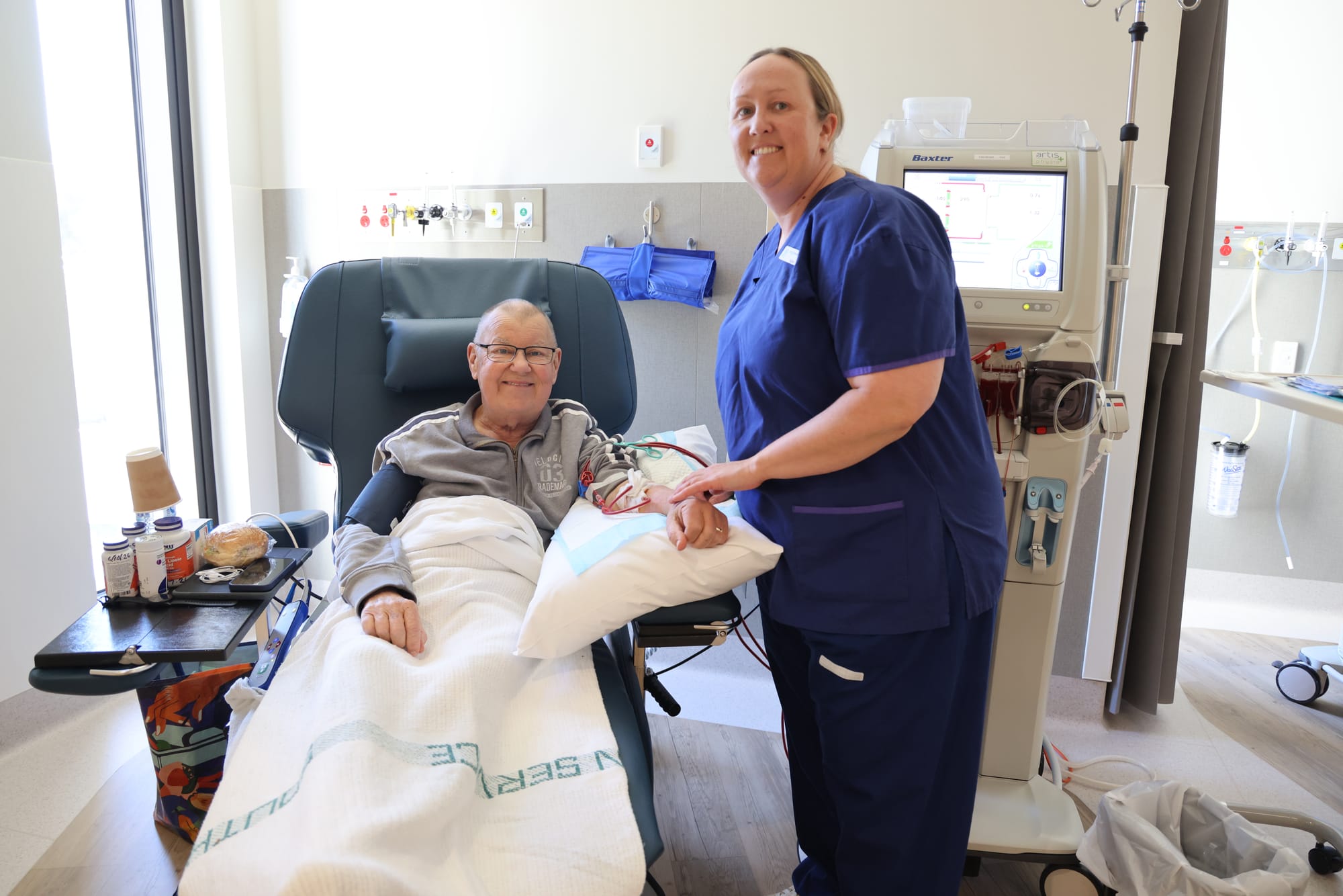 Stephen Douglas and Nurse Manager Kylie Proctor at the Cowes hospital, where patients can now receive dialysis closer to home.