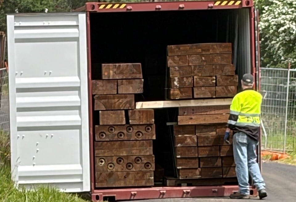 U.S. timber arrives at Kernot for Stewart Road bridge