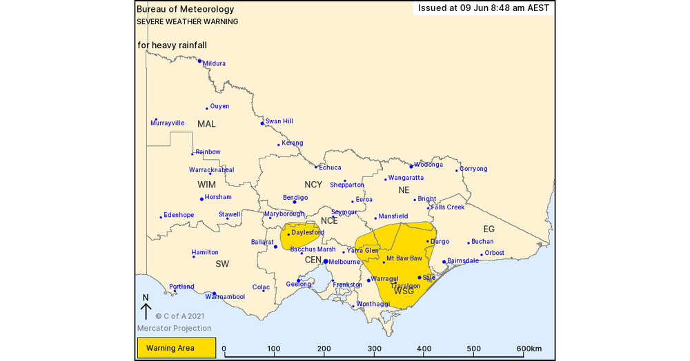 Severe weather warning for heavy rainfall post image