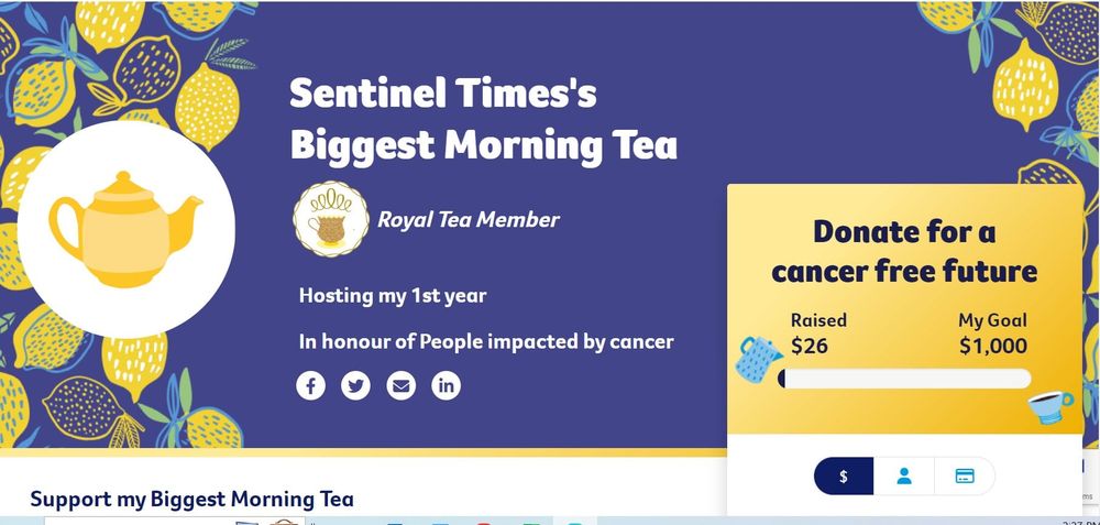 Sentinel-Times joins Biggest Morning Tea! post image