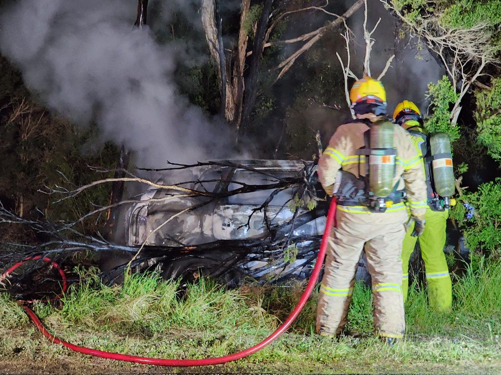 Abandoned car engulfed in flames post image