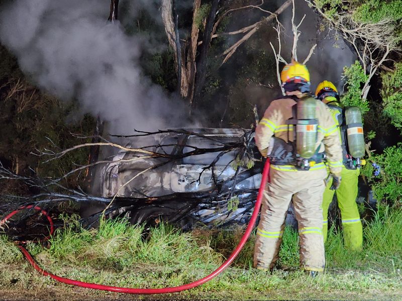 Abandoned car engulfed in flames post image