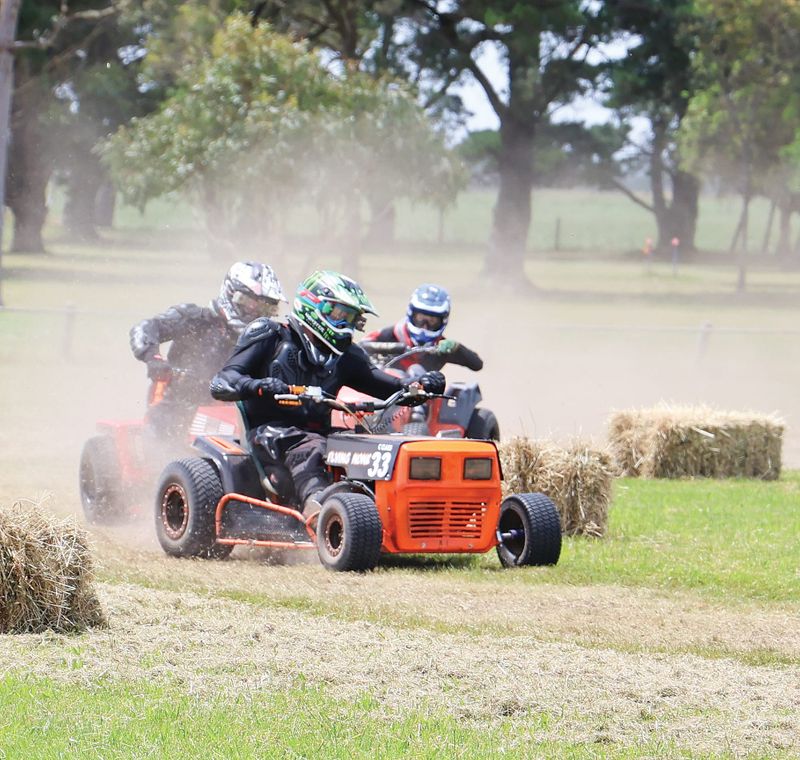 Thrilling action at Welshpool as lawnmowers race post image