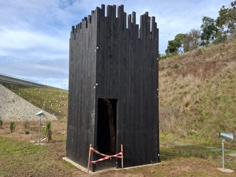 Mystery sculpture appears on the rail trail post image