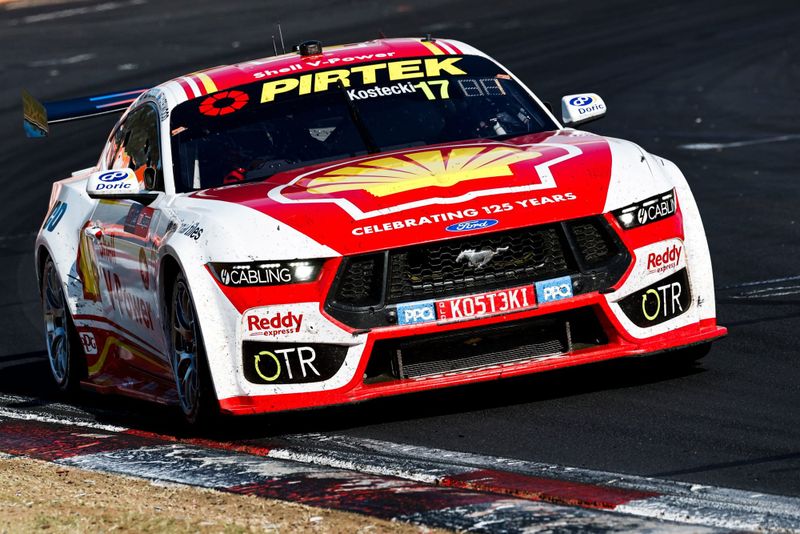 A Supercar cornering at Mount Panorama