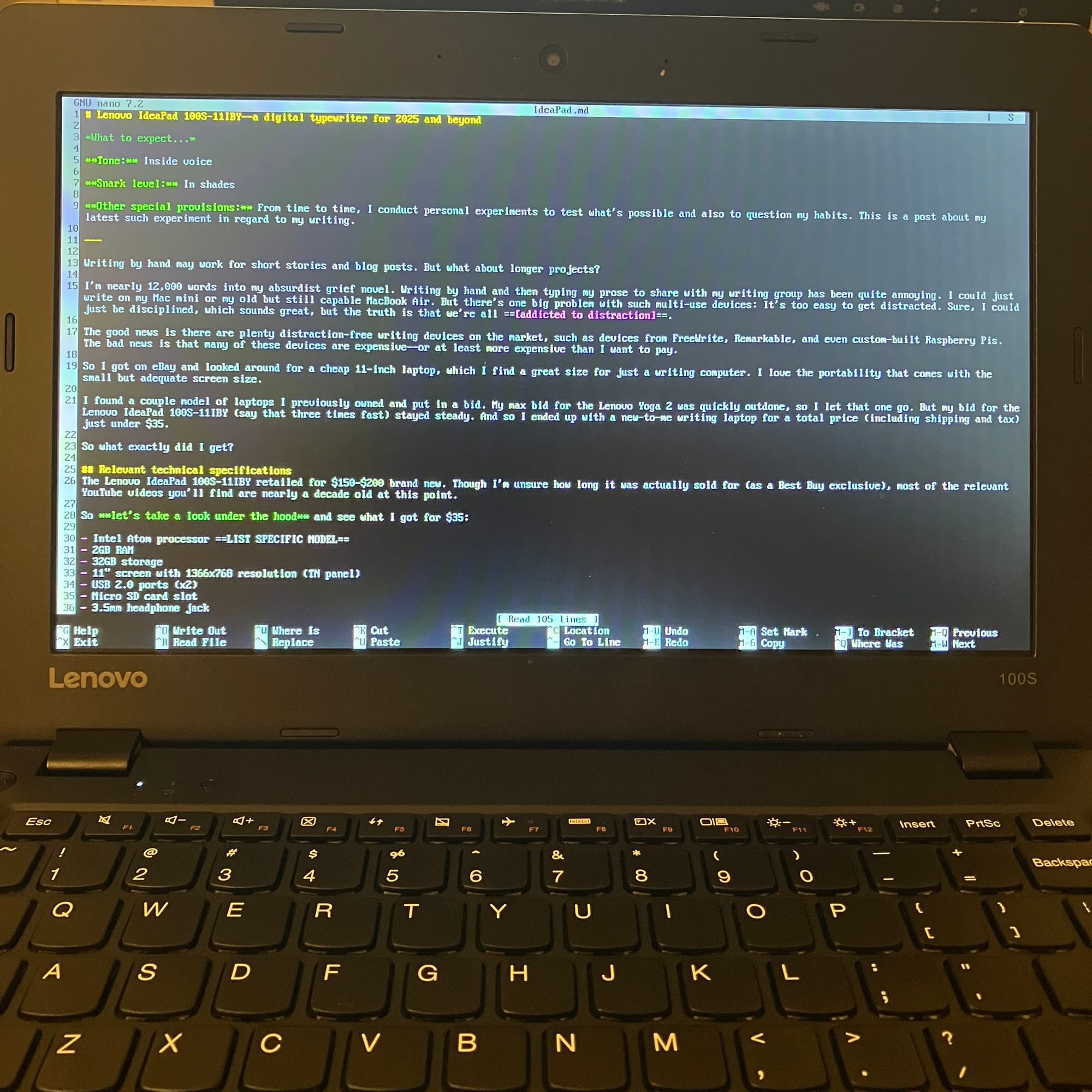 This blog post on the Lenovo IdeaPad 100S-11IBY in nano