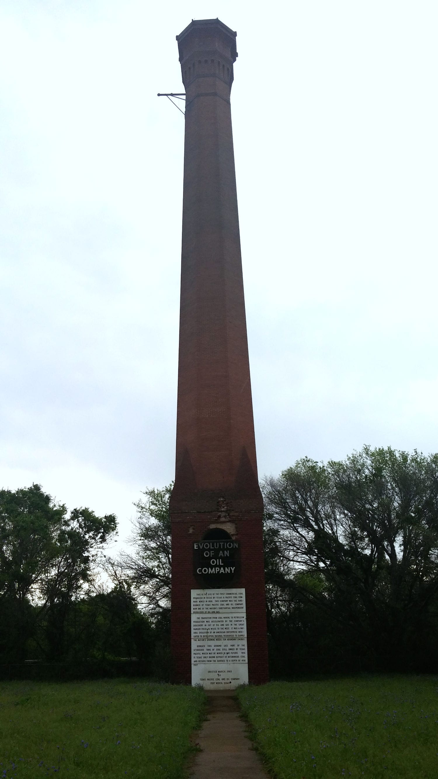 The lone smokestack in Thurber, Texas