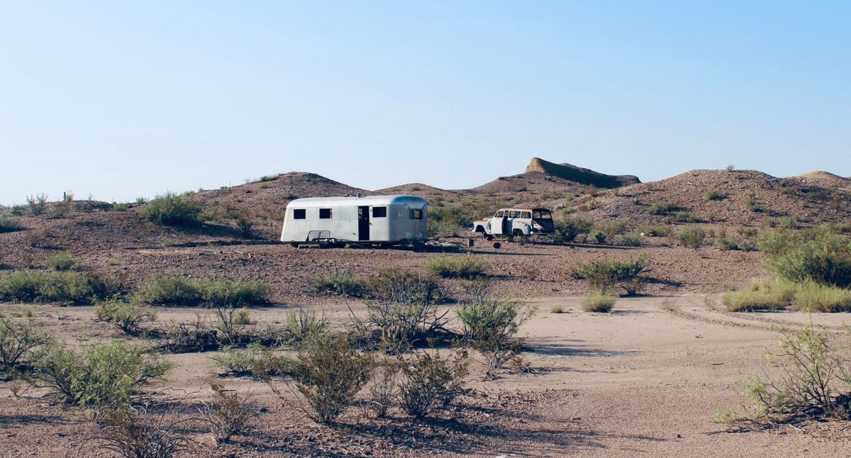 Abandoned RV and car in Terlingua, Texas