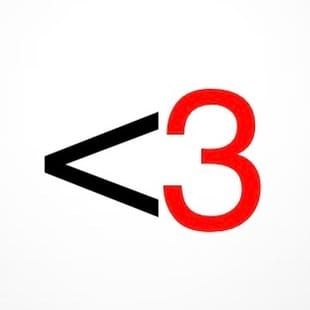 The old-school emoji of a heart using a '<' and '3'