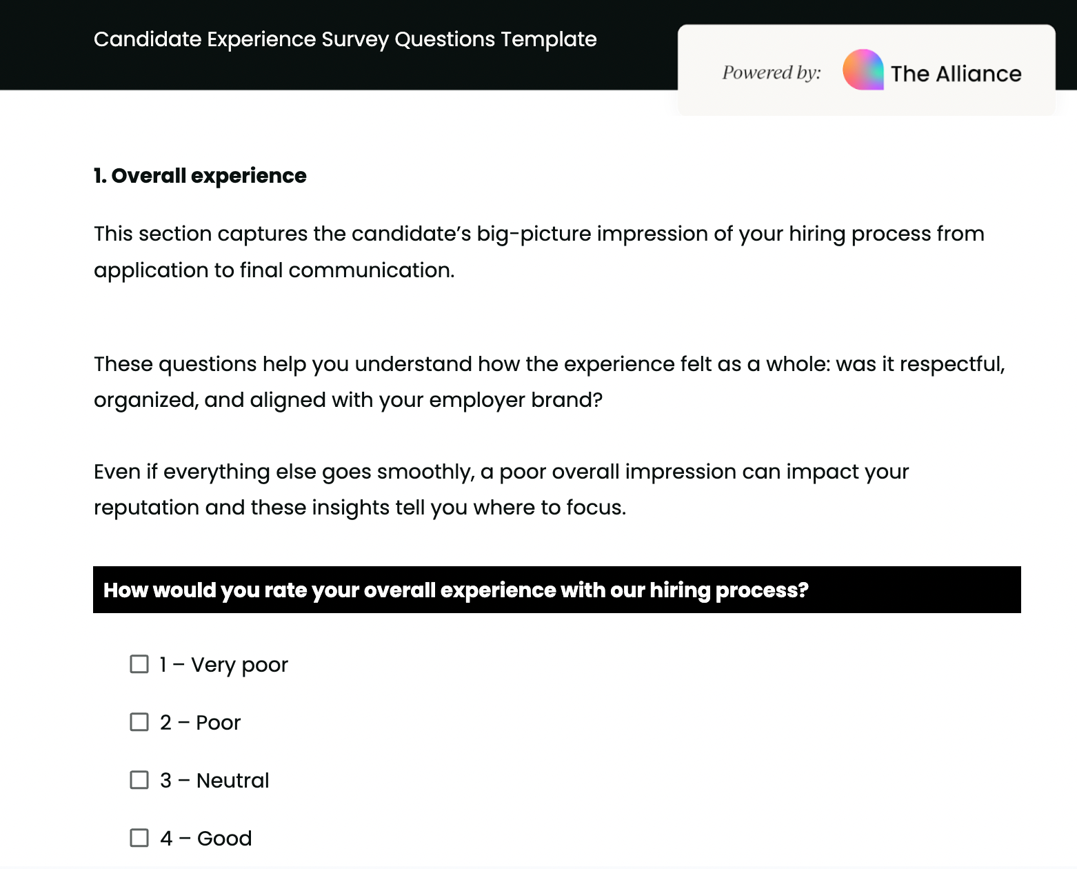 Candidate experience survey template preview image