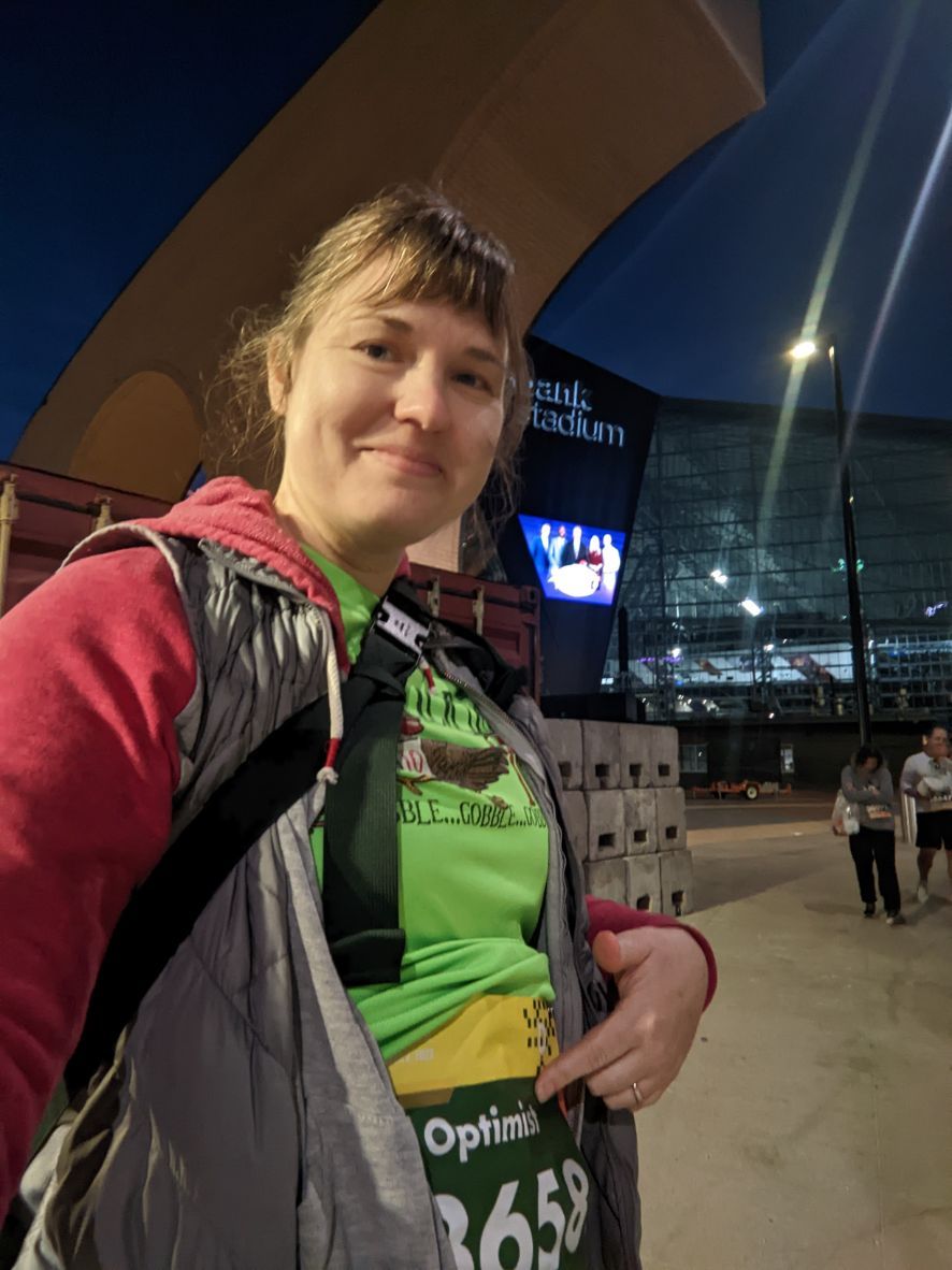 Nora-Hertel-with-Optimist-listed-as-her-nickname-on-her-bib-in-the-Twin-Cities-In-Motion-10-mile-race,-Sunday,-Oct.-2,-2022.-(Courtesy-of-Nora-Hertel).