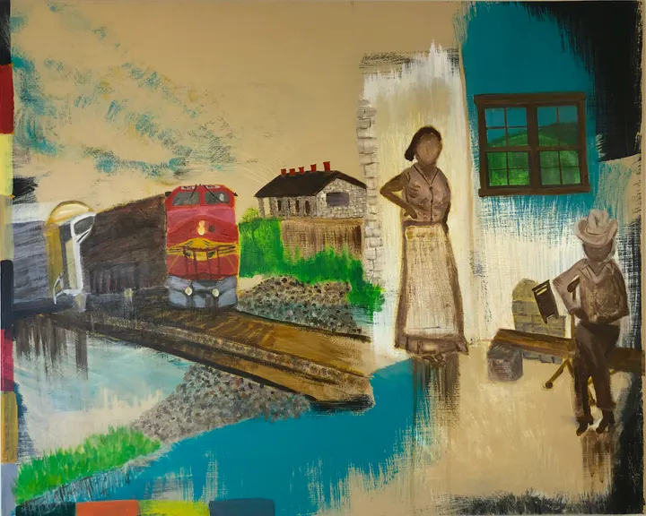 Heritage Colors of the Santa Fe | 24” x 30” | Acrylic and latex on wood panel | 2021 (Courtesy of Kandace Creel Falcón)