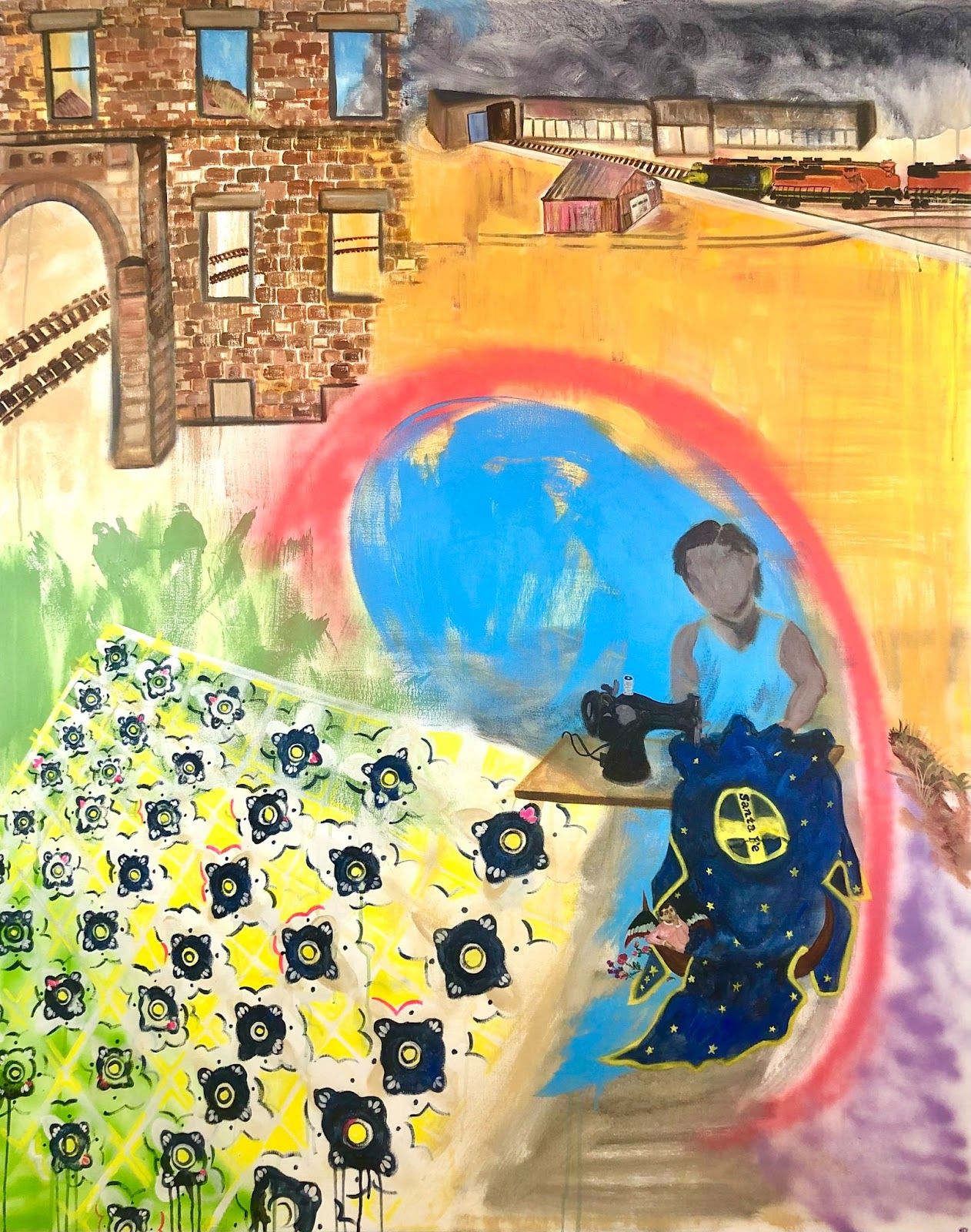 Santa Fe | 60” x 48” | Acrylic, latex and spray paint on canvas | 2022 (Courtesy of Kandace Creel Falcón)