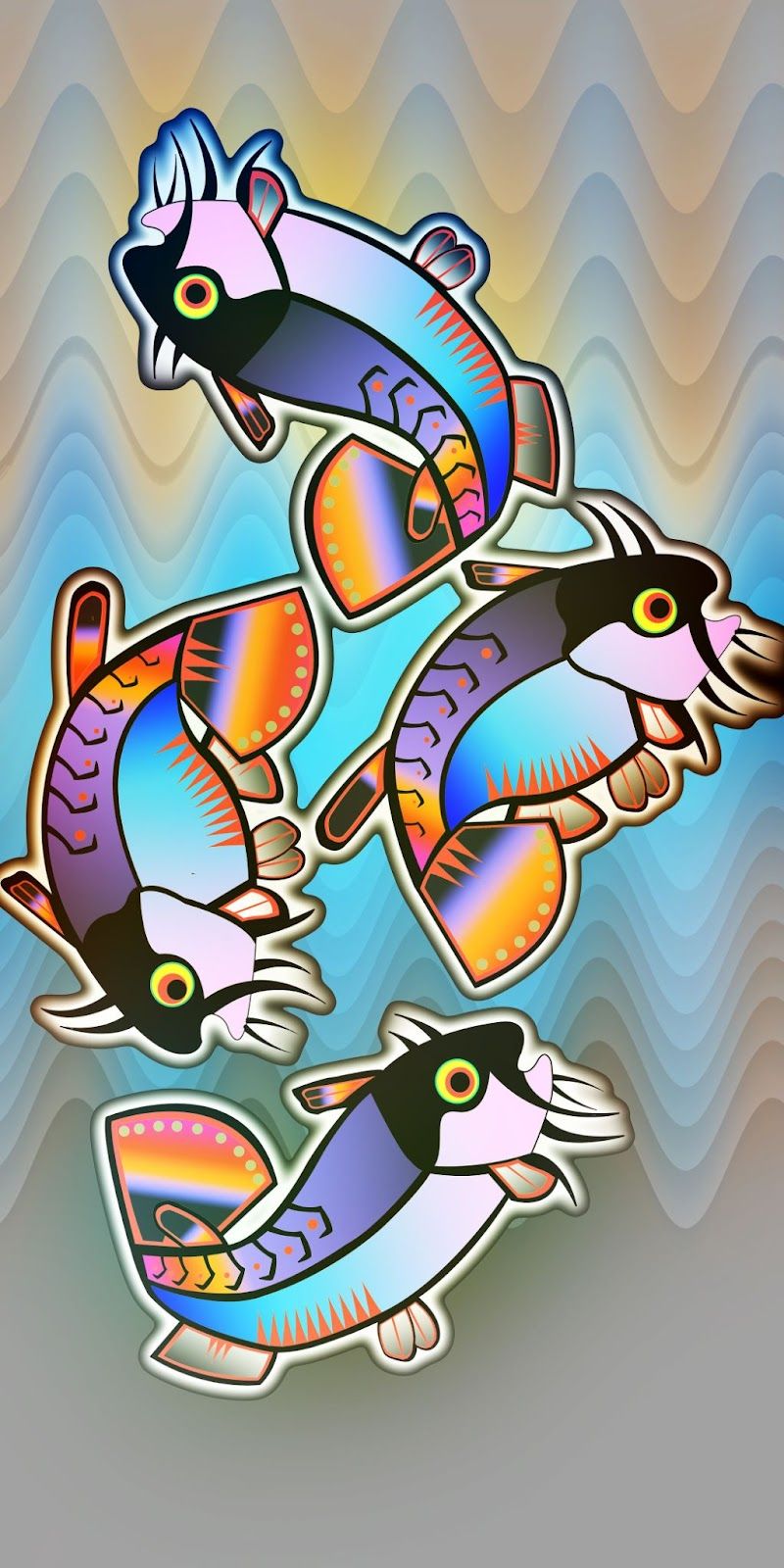 A piece of art by Steven StandingCloud called Our Clan. The bullheads in this piece represent the Bullhead Clan. (Courtesy of Steven StandingCloud)