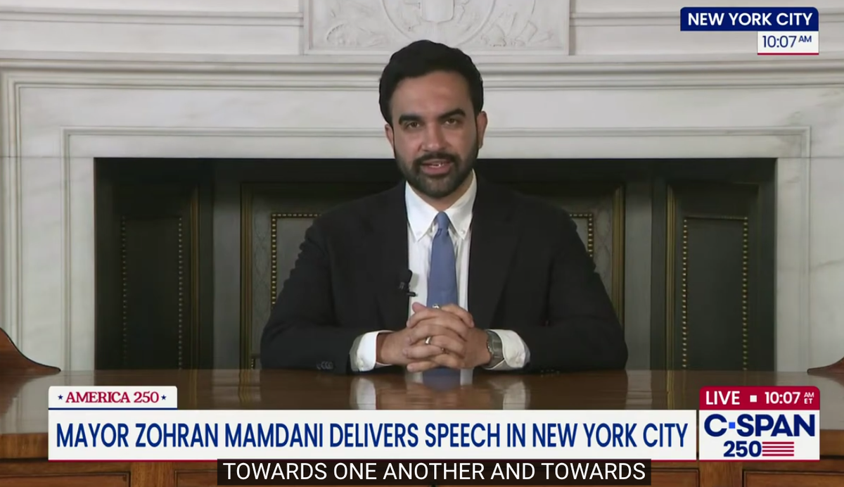 Mamdani gives a Fourth of July speech Washington, Lincoln and even Reagan would have loved