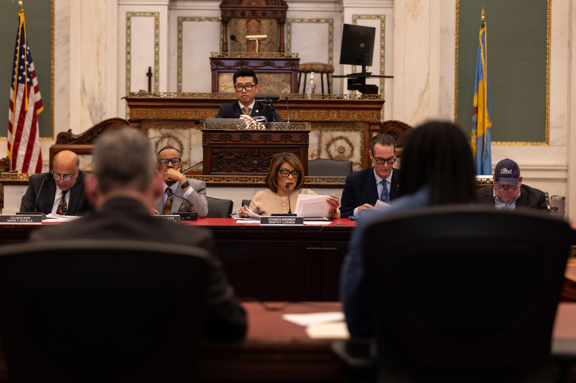 Councilmembers at City Council hearing on diversion programs