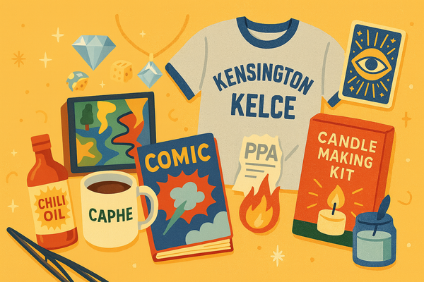 Illustrated holiday gift guide featuring small businesses in Kensington, Philadelphia