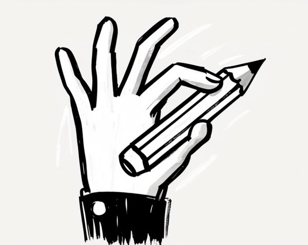 A drawing of a hand holding a pencil